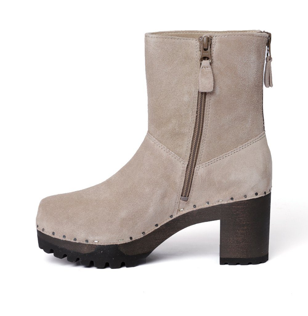 Softclox OLYMPIA Kaschmir taupe (dunkel), Winter, Holz, Clogs, Damen, bequem Stiefelette