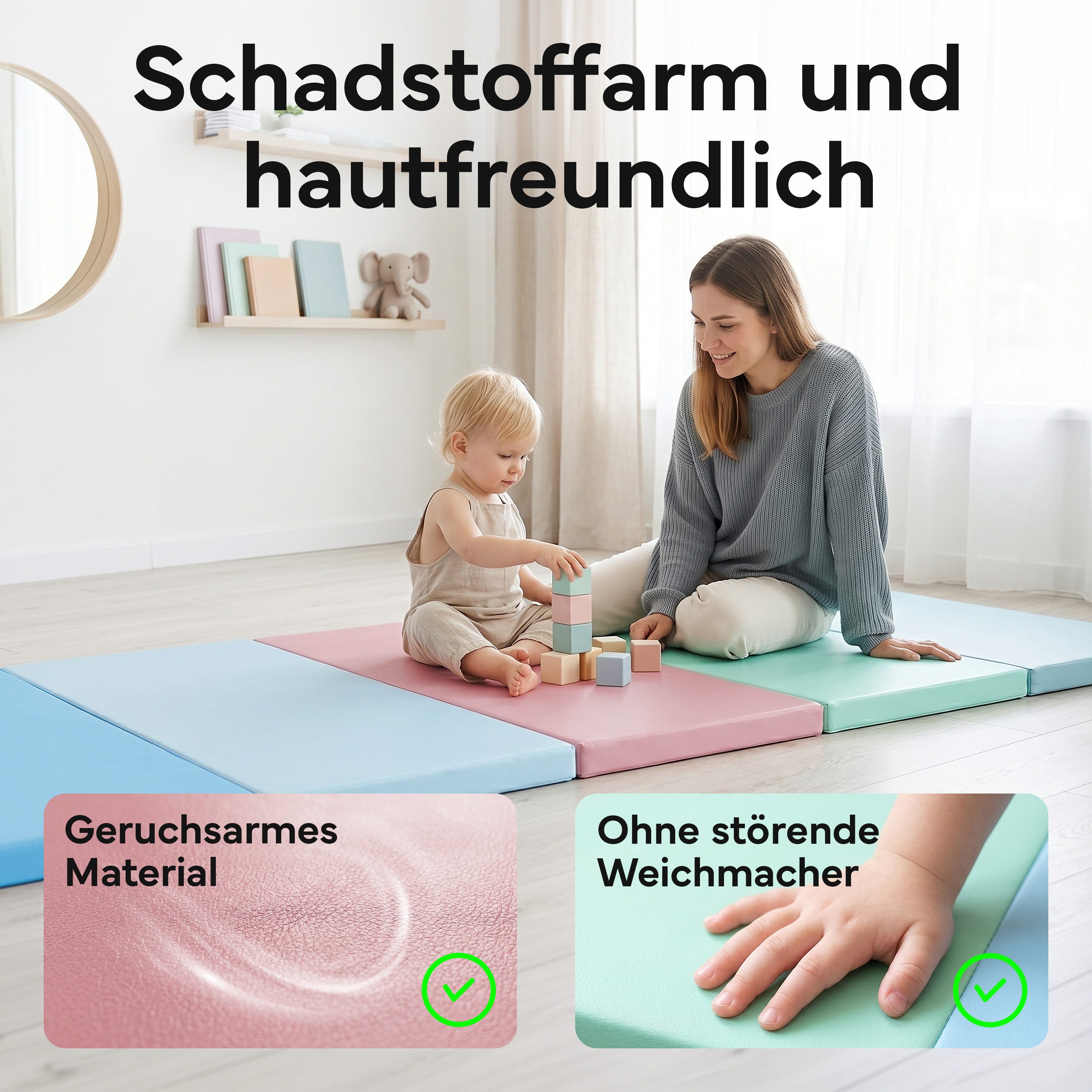 NEOLYMP Sportmatte Klappbare Turnmatte & Gymnastikmatte mit Klett und PU-Bezug, Klappbar, platzsparend und mit Tragegriff