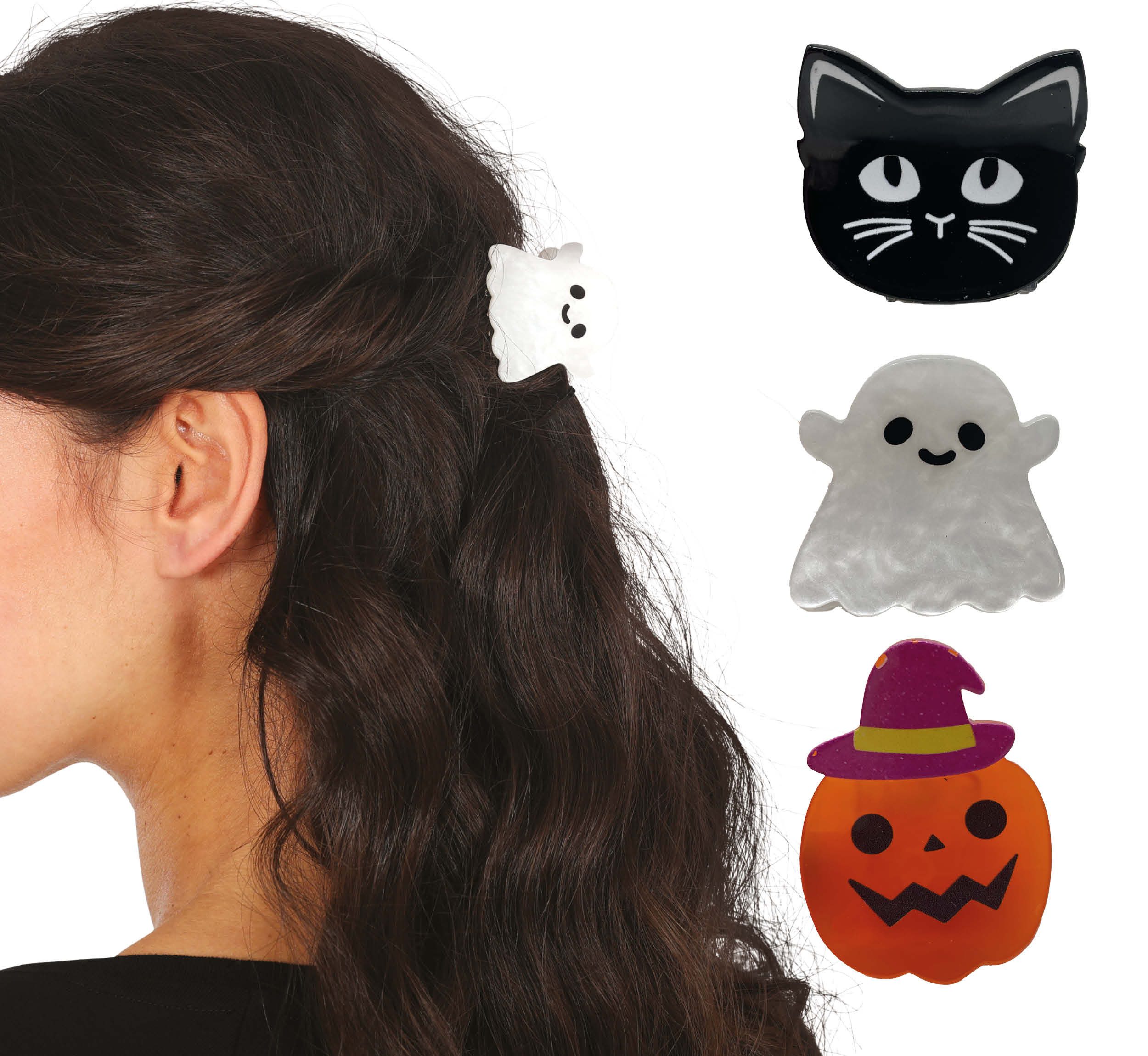Fiestas Guirca Kostüm, Halloween Haarklammer Set Haaraccessoire Hexe Kürbis Geist Schwarz Ka