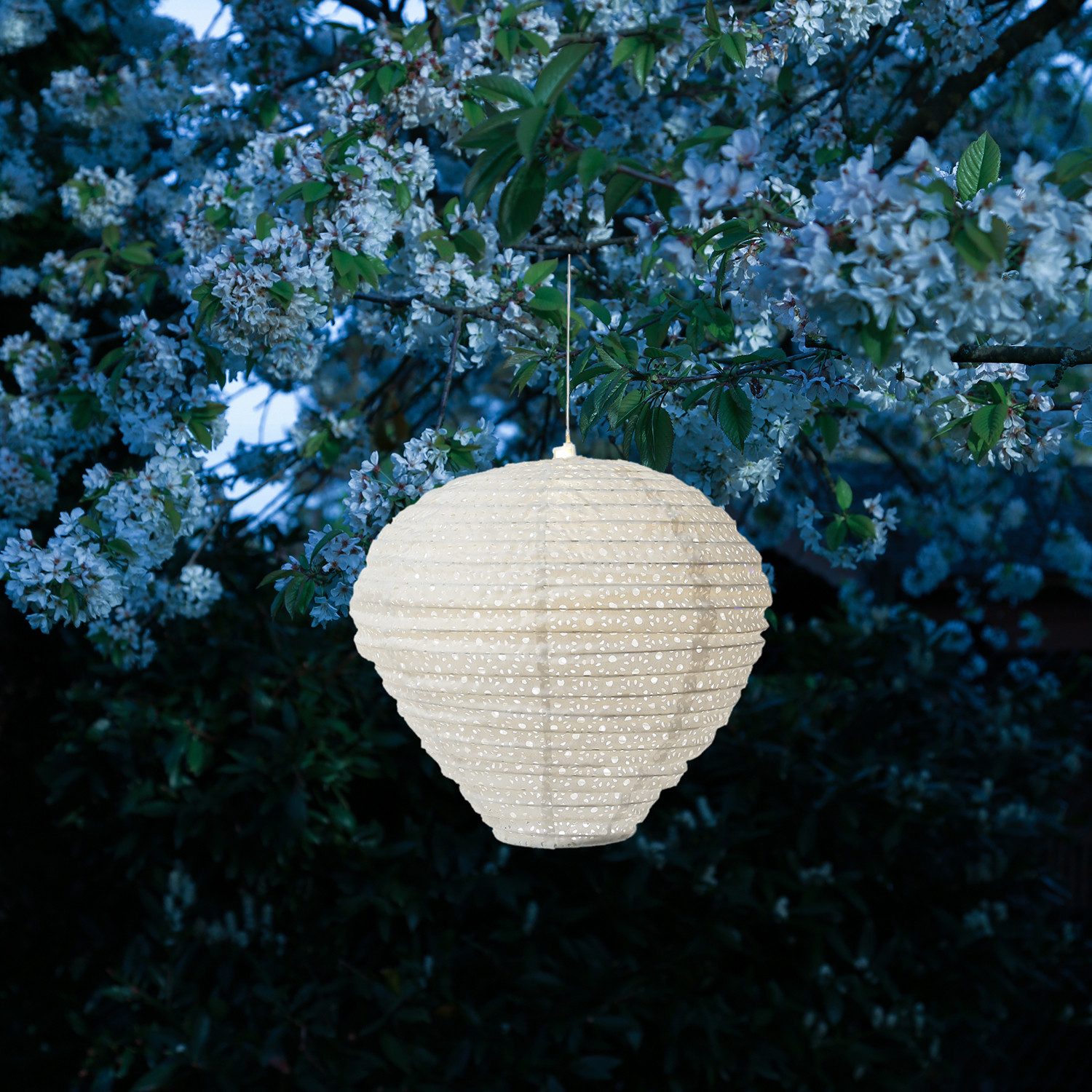 MARELIDA LED Lampion Solar Gartenlampion Ballon weiß D: 30cm H: 30cm Balkon Terrasse, LED Classic, warmweiß (2100K bis 3000K)