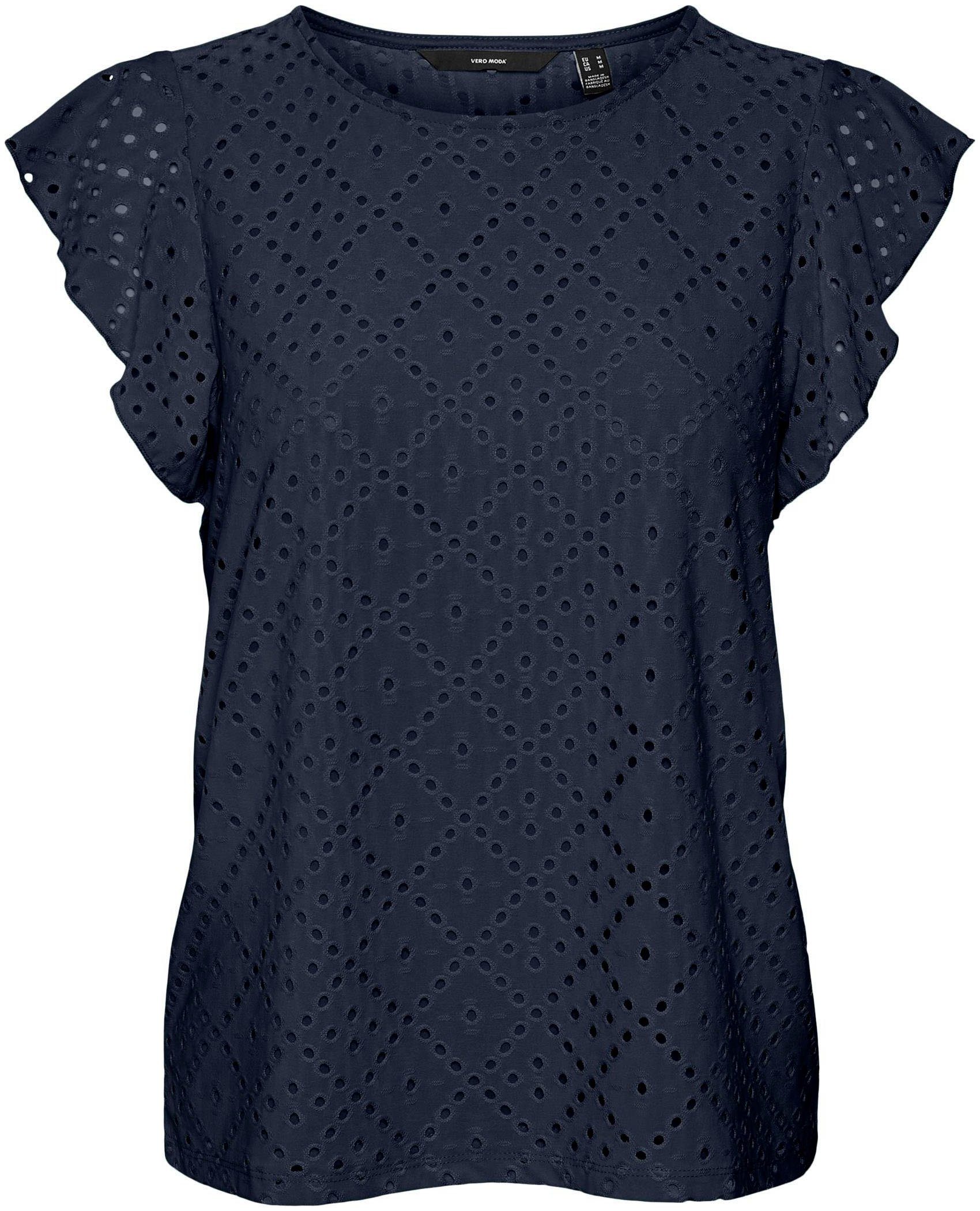 Vero Moda Rundhalsshirt VMTASSA SL NOOS blazer TOP navy FRILL