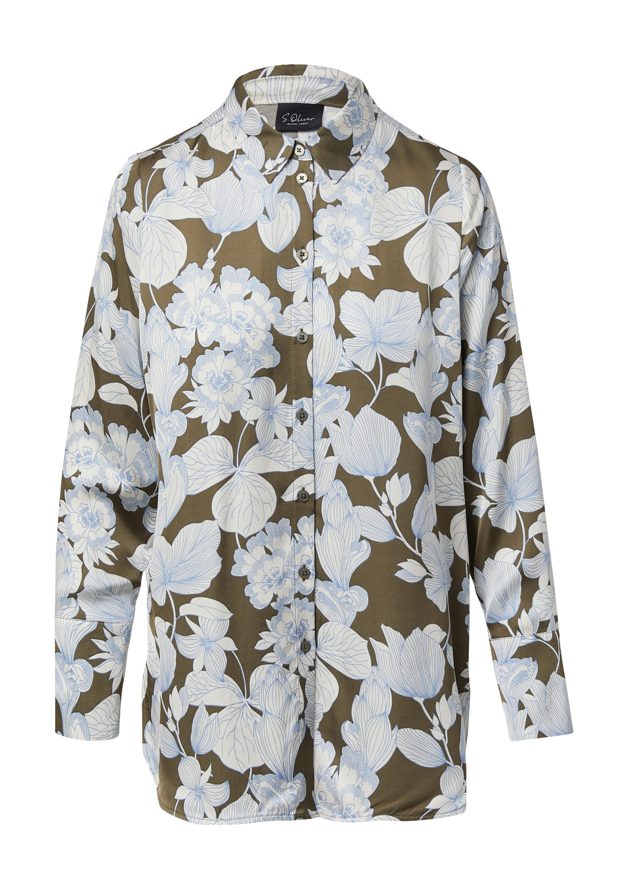 s.Oliver Langarmbluse Bluse Satinbluse mit floralem All-over-Print günstig online kaufen