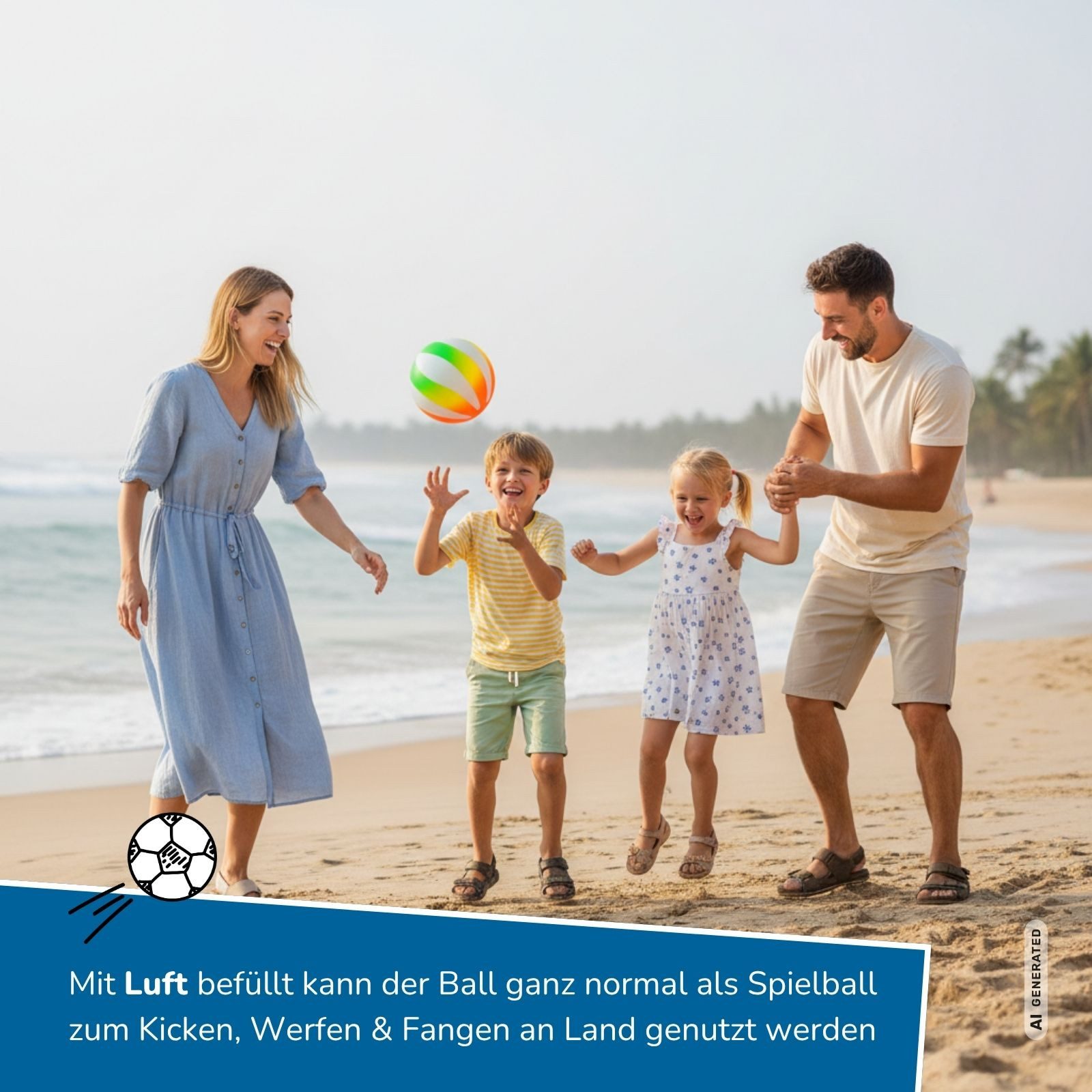 alldoro Wasserball Ø 20 cm mit 2 in 1 Funktion als Spielball und Unterwasserball nutzbar, Poolspielzeug für actionreichen Spielspaß im, über und unter Wasser
