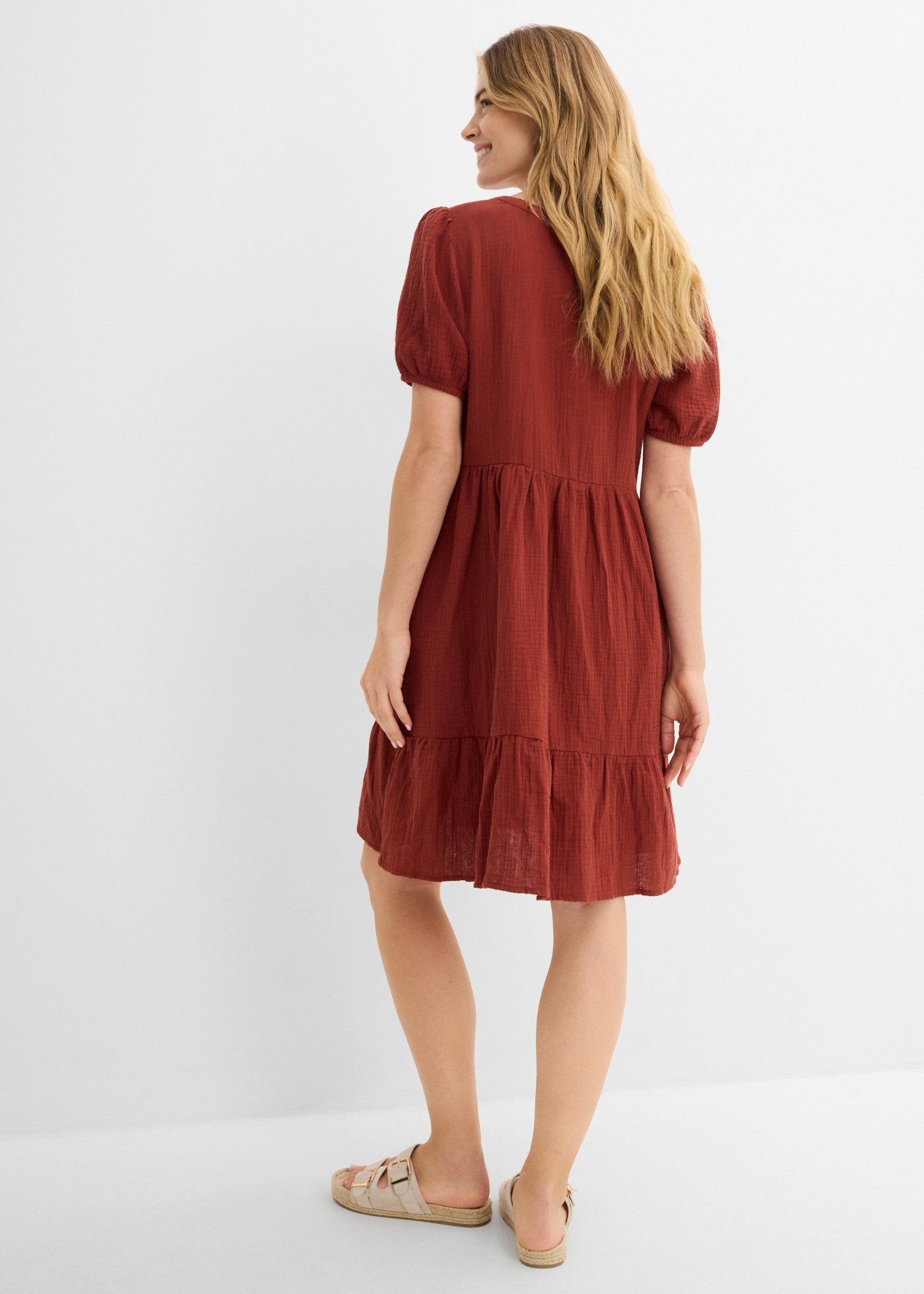 bonprix Sweatkleid für entspannten Look, Oversized-Kleid, aus Musselin, aus Baumwolle
