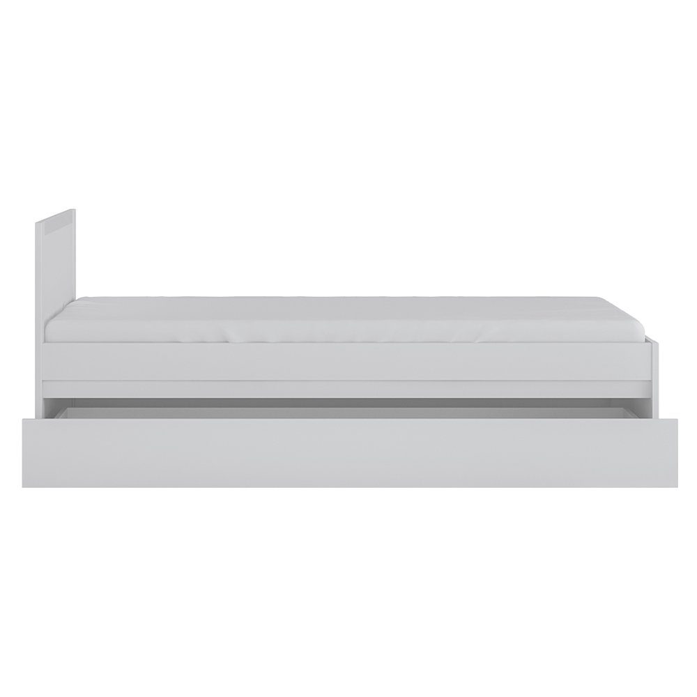 Lomadox Bettgestell NAVA-129, Bett, Bettschublade, Gästebett, 90x200 cm, weiß