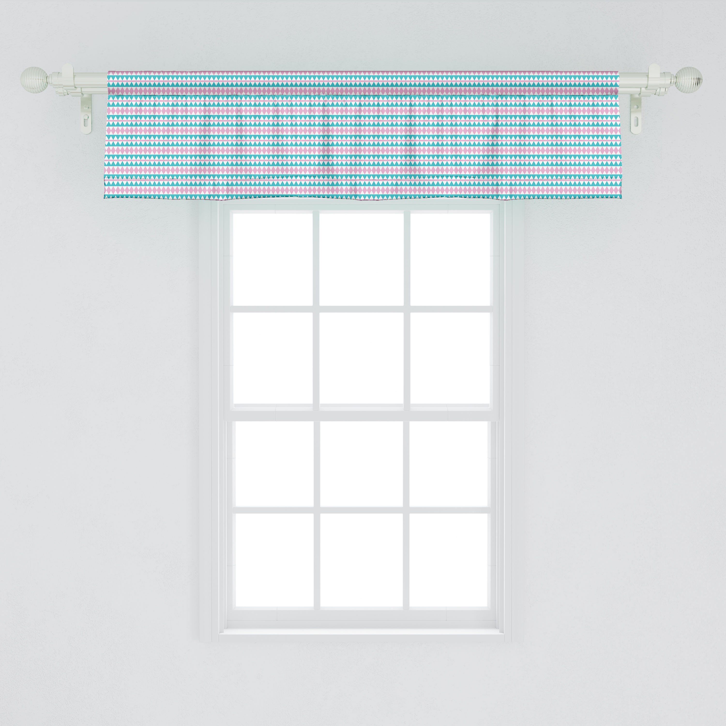 Küche Rauten mit Scheibengardine Vorhang Volant Dekor Abstrakt Microfaser, Abakuhaus, Continuing Stangentasche, für Schlafzimmer