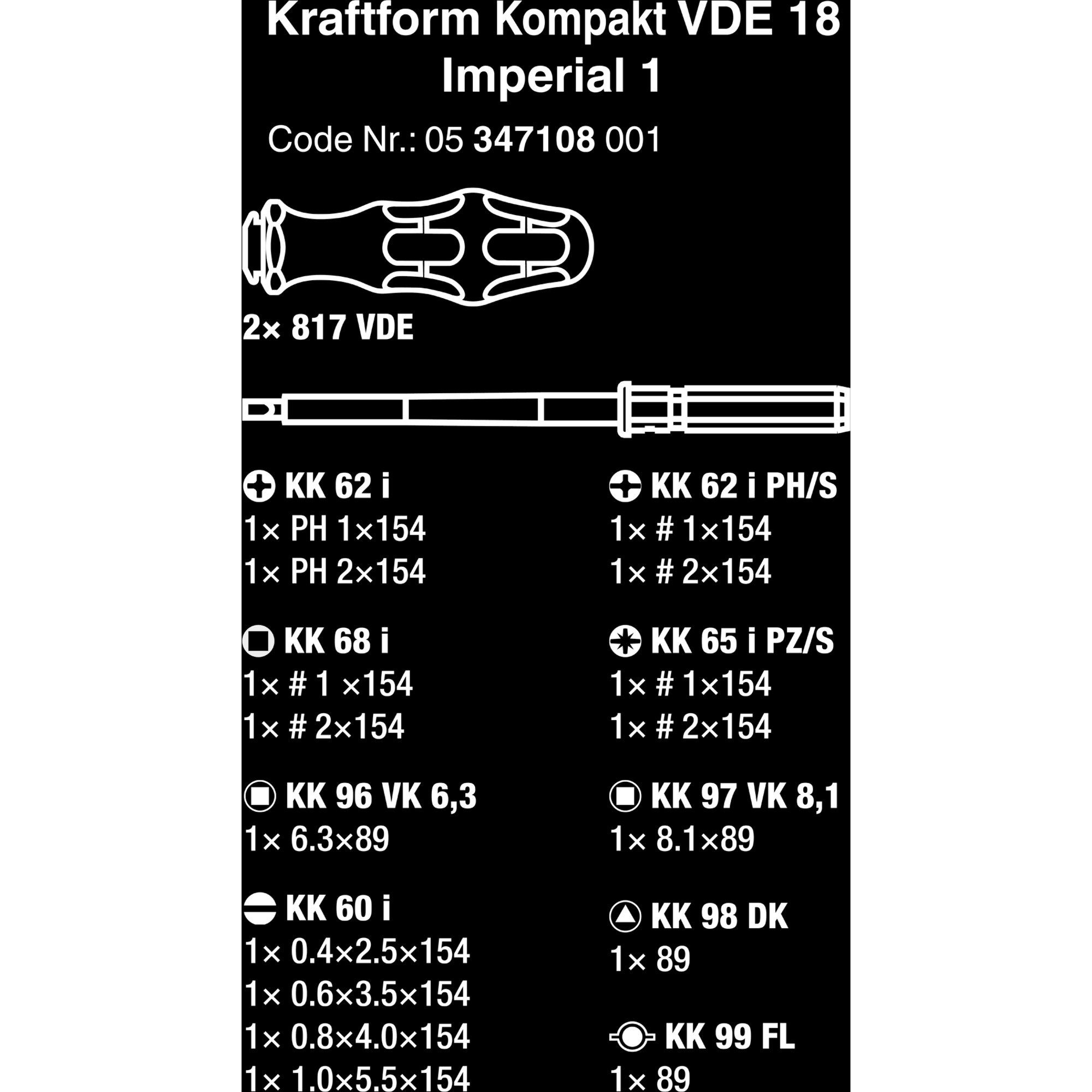 Wera Kompakt 18 Imperial Wera Bit-Set VDE Kraftform 1