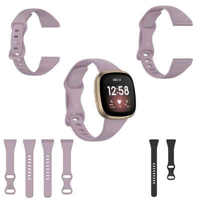 Wigento Smartwatch-Armband Für Fitbit Versa 4 / Versa 3 / Sense Kunststoff / Silikon Armband für Frauen / Größe S Hell-Lila Uhr