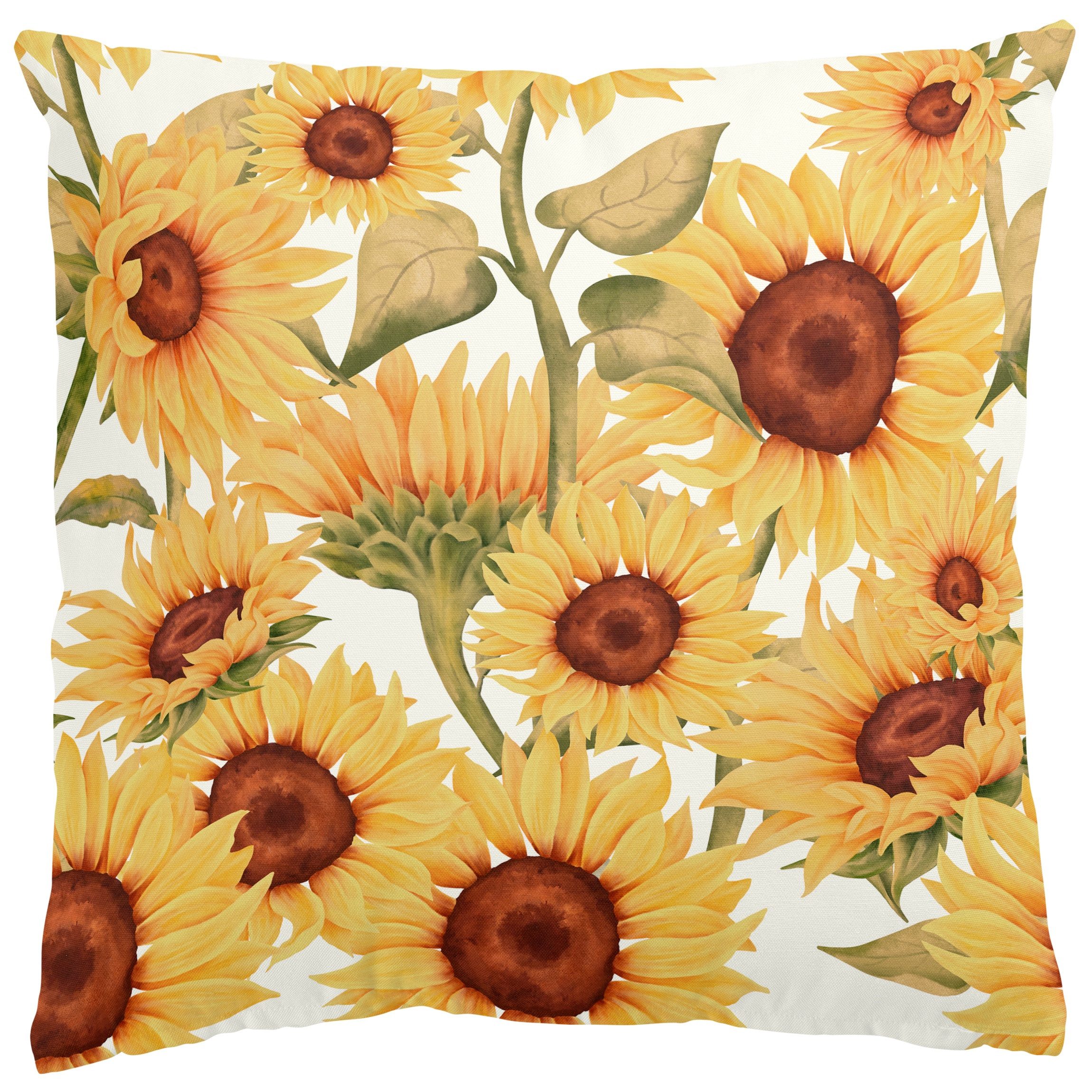 Bilderdepot24 Dekokissen drinnen Kissenhülle/ Sofakissen/ Zierkissen Kissenhülle gelb Blumen Il, Bezug Aquarell mit / ohne Füllung Zierkissen Outdoor Sofa Bett