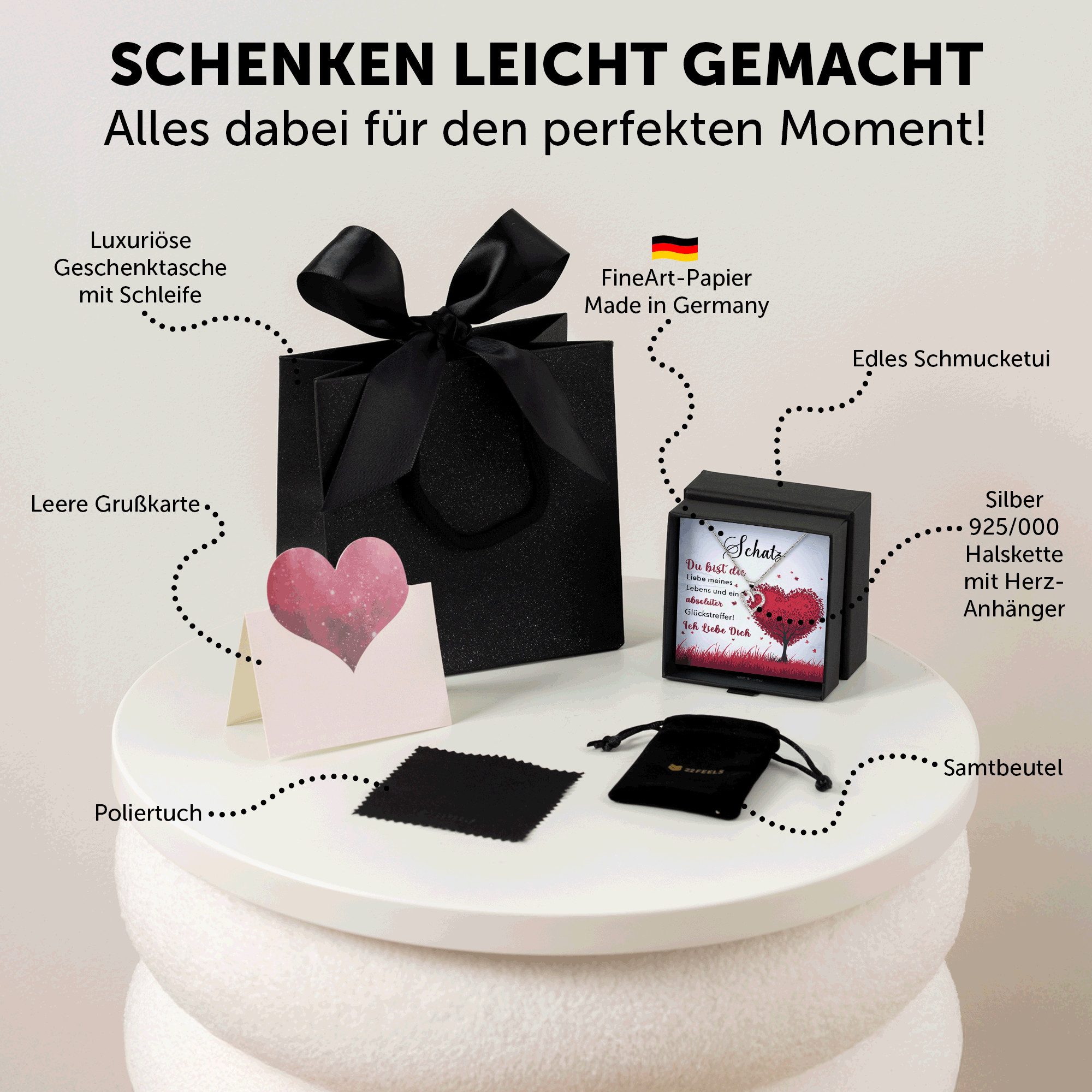 22Feels Schmuckset Frau Ich Liebe Dich Geschenk Schatz Jahrestag Herz Kette günstig online kaufen