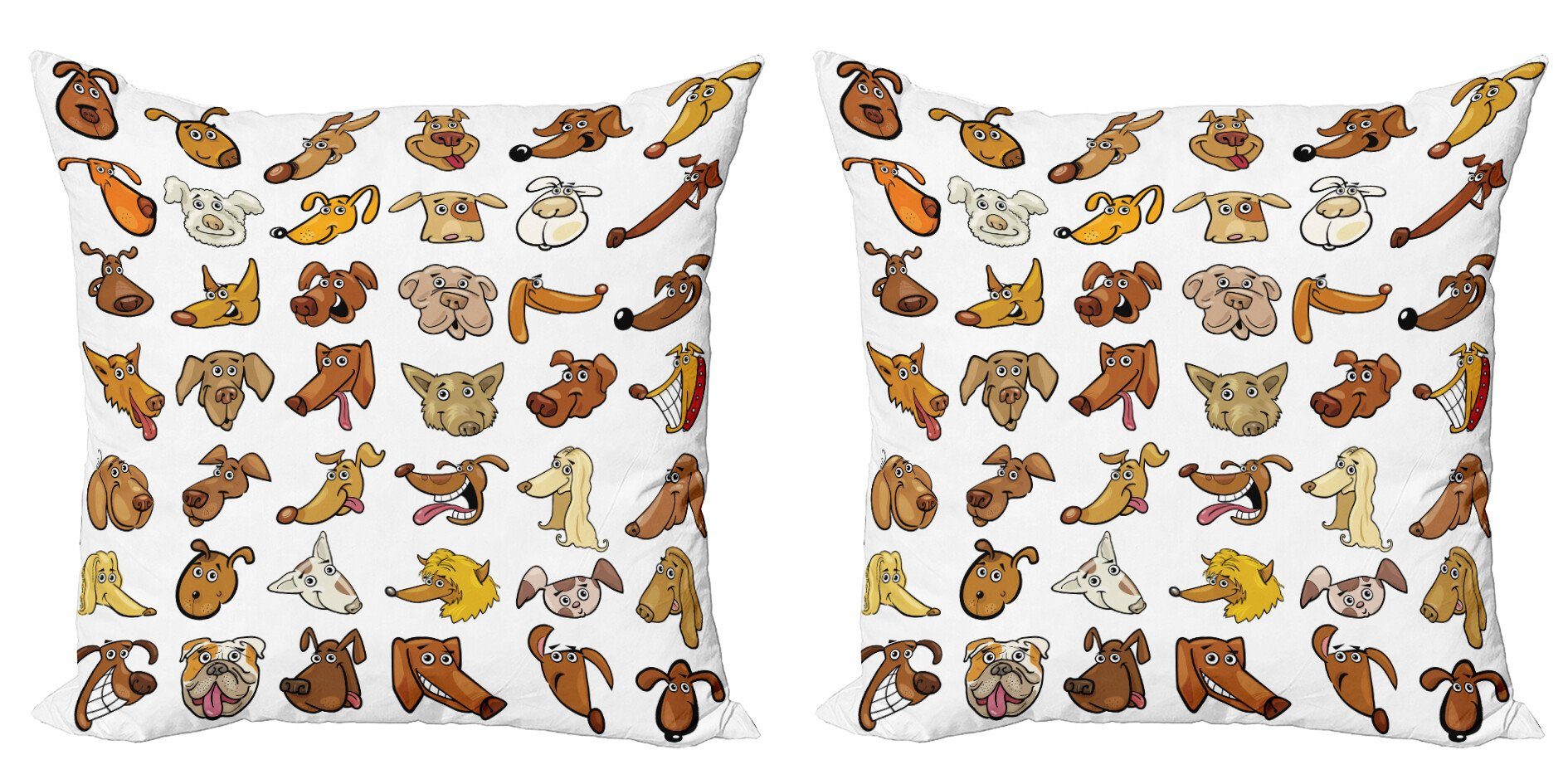 Kissenbezüge Modern Accent Doppelseitiger Digitaldruck, Abakuhaus (2 Stück), Tier Hundeköpfe Welpen Canin