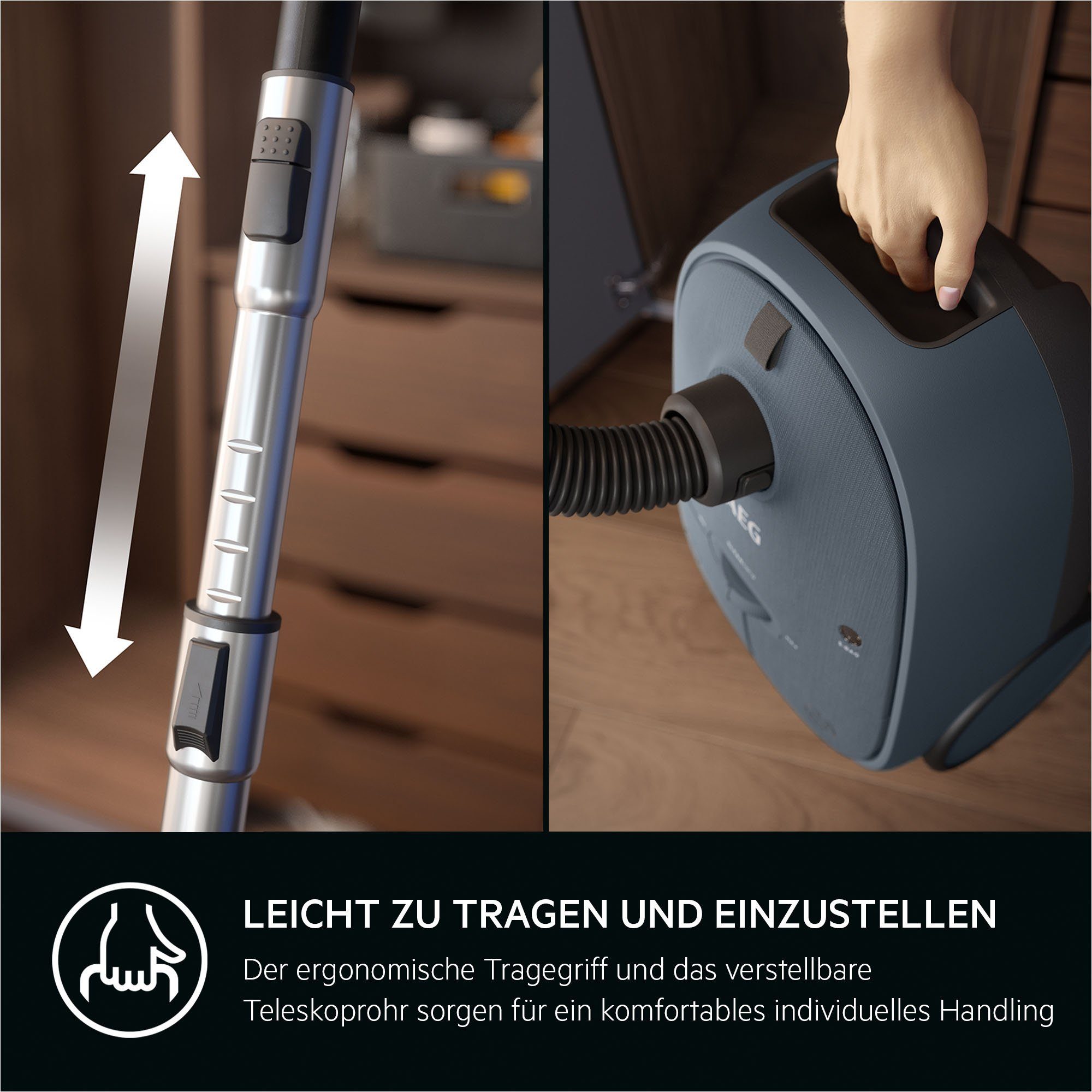 AEG Bodenstaubsauger CLEAN 50 (AB61C2DB), Recyclingkunststoff W, % hohe 6000 Zusatzdüsen, mit Saugleistung, 850 inkl. Beutel