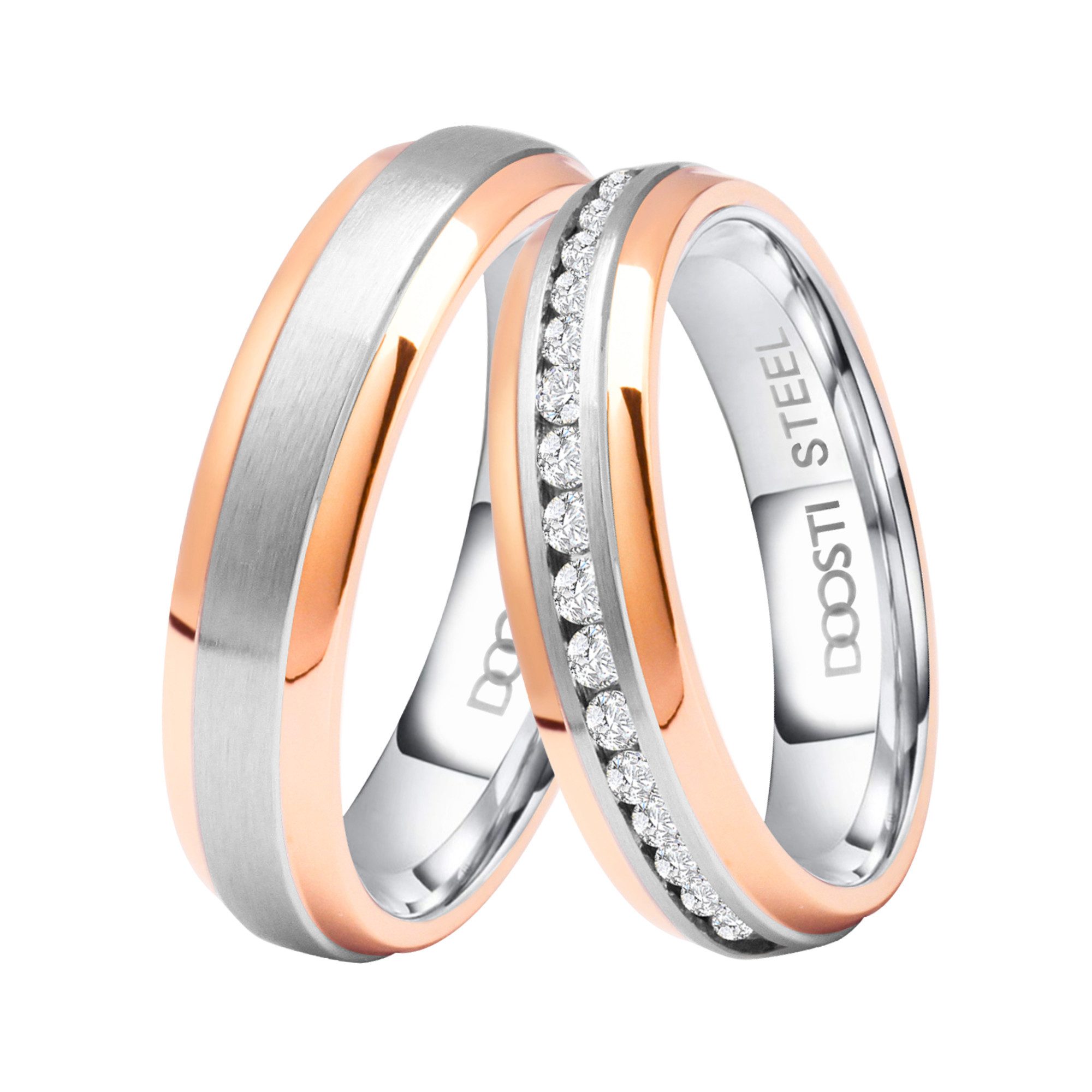DOOSTI Trauring Schmuck Geschenk Edelstahl Trauring Ehering Partnerring LIEBE, wahlweise mit Zirkonia oder ohne Zirkonia
