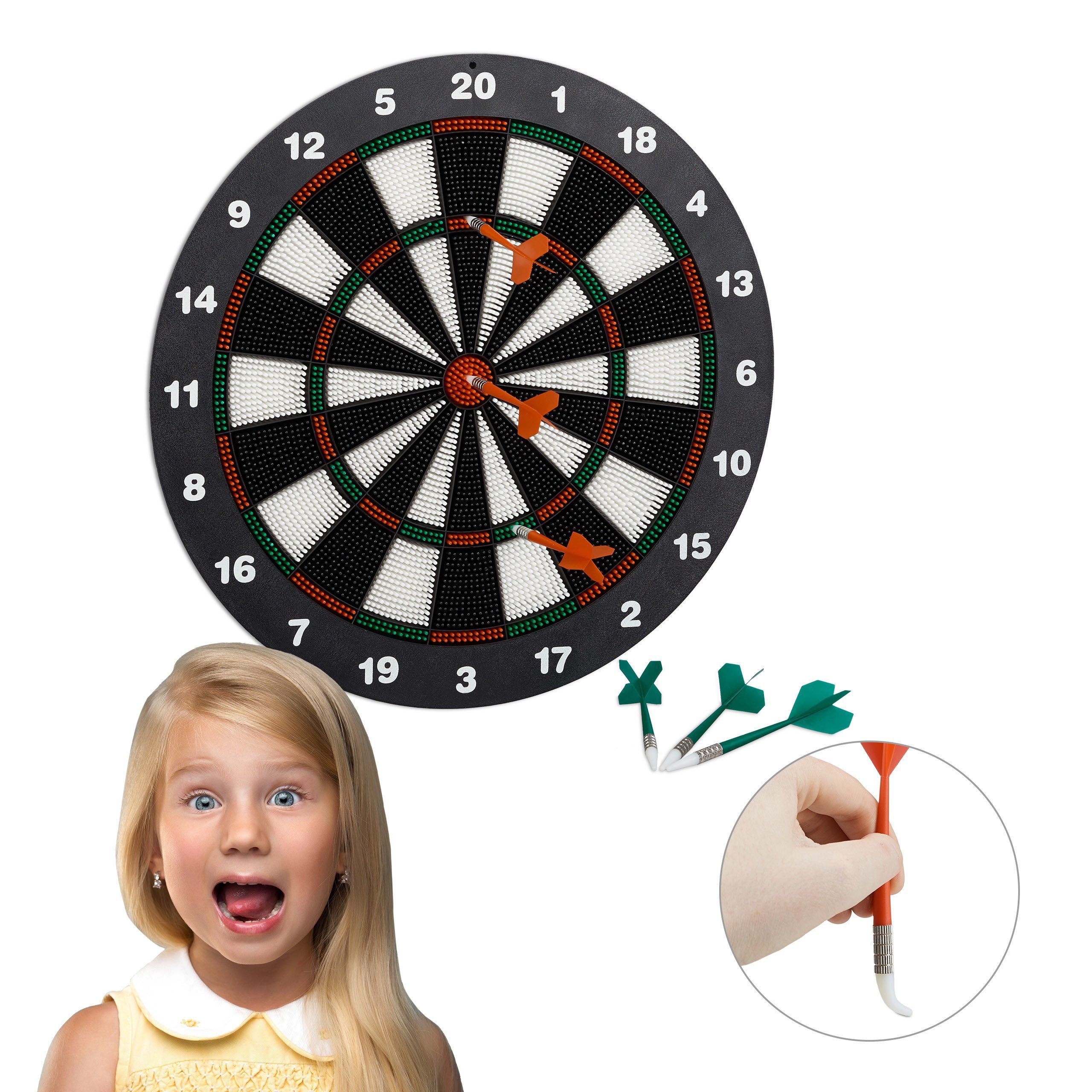 relaxdays Dartscheibe Soft Darts 42 cm, (7-tlg)