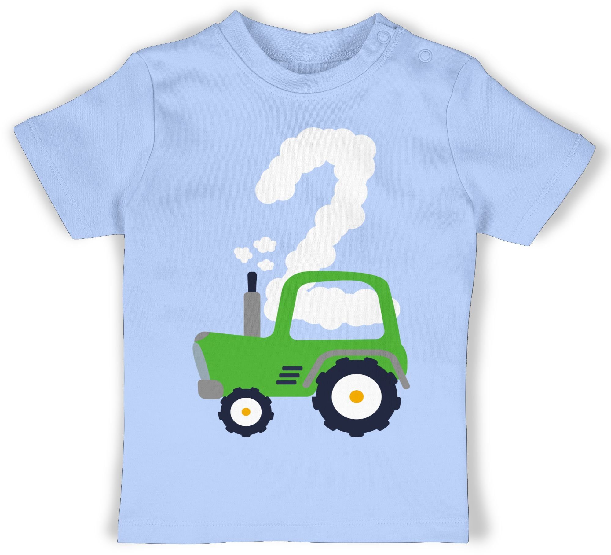T-Shirt Geburtstag 2. Babyblau Traktor Geburtstag Zwei Shirtracer 2