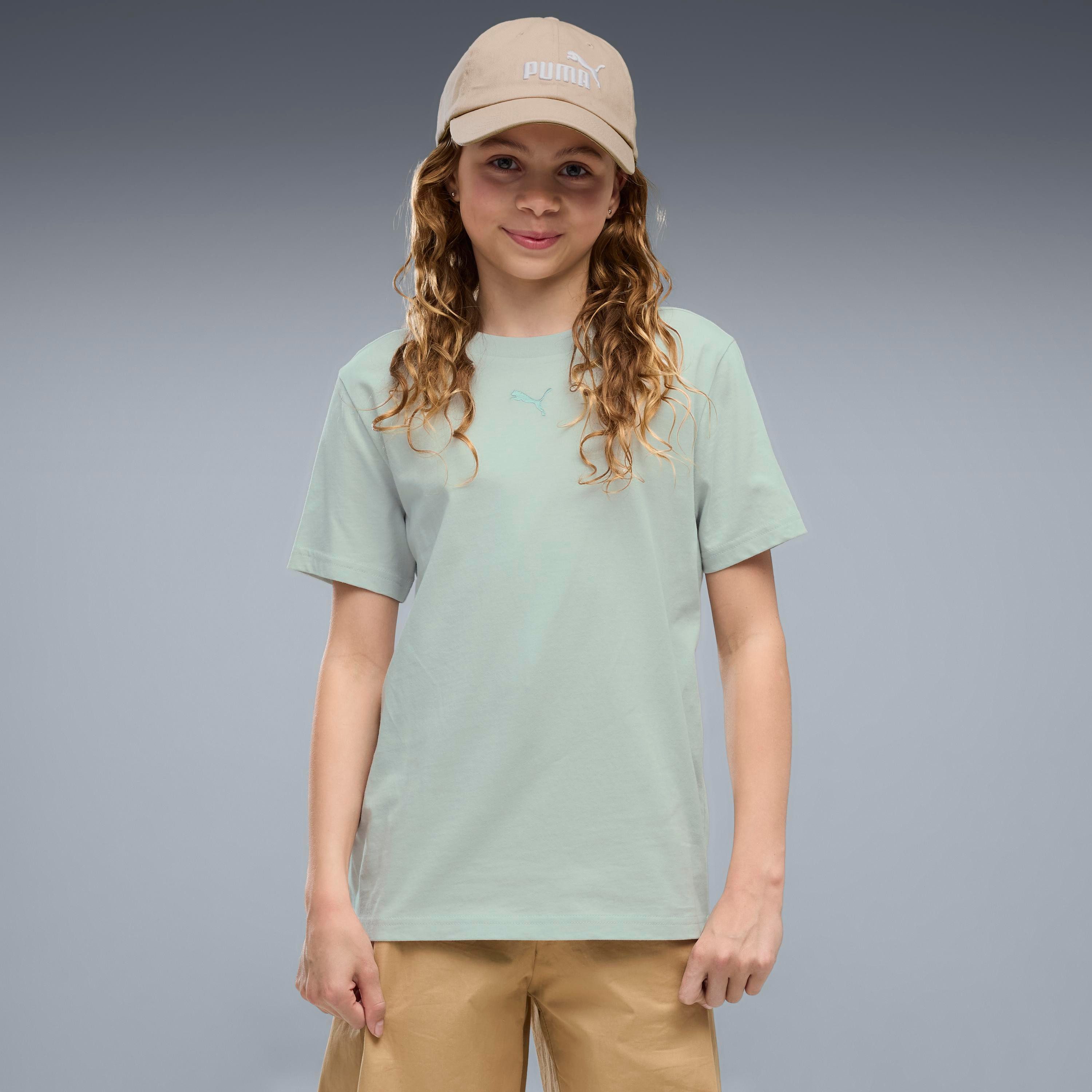 PUMA T-Shirt ESS CENTERED CAT LOGO TEE G mit Kapuze, Kurzarm, minimalistischer Stil