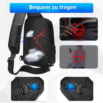 GelldG Umhängetasche Sling Bag mit USB Schultertasche wasserdicht Brusttasche Crossbody Bag