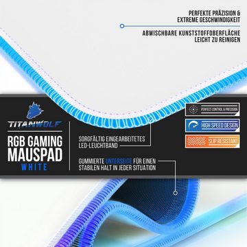Titanwolf Gaming Mauspad, XL RGB Mousepad 900 x 400 mm, verbessert Präzision & Geschwindigkeit