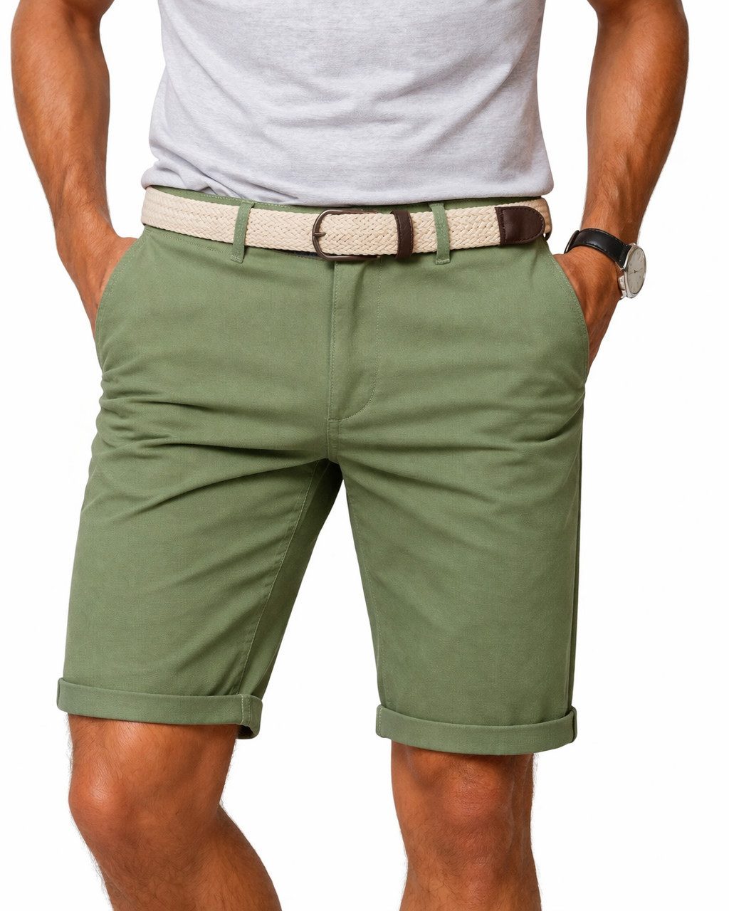 geographical norway Bermudas Chino Shorts kurze Hose Bermuda Knielang Stoff bequem mit Gürtel short