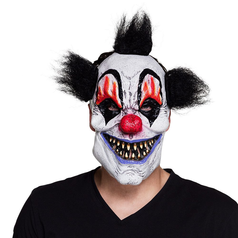 Boland Verkleidungsmaske Halloween Latex Maske 'Clown Scary' mit Haaren