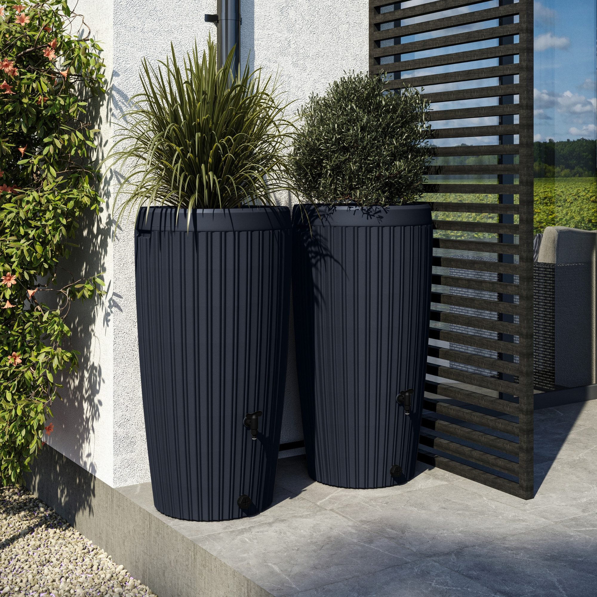 YourCasa Regentonne 240 Liter [RainCatcher] Messing Wasserhahn & Deckel Regenfass, BxTxH: 59,5x59,5x112cm