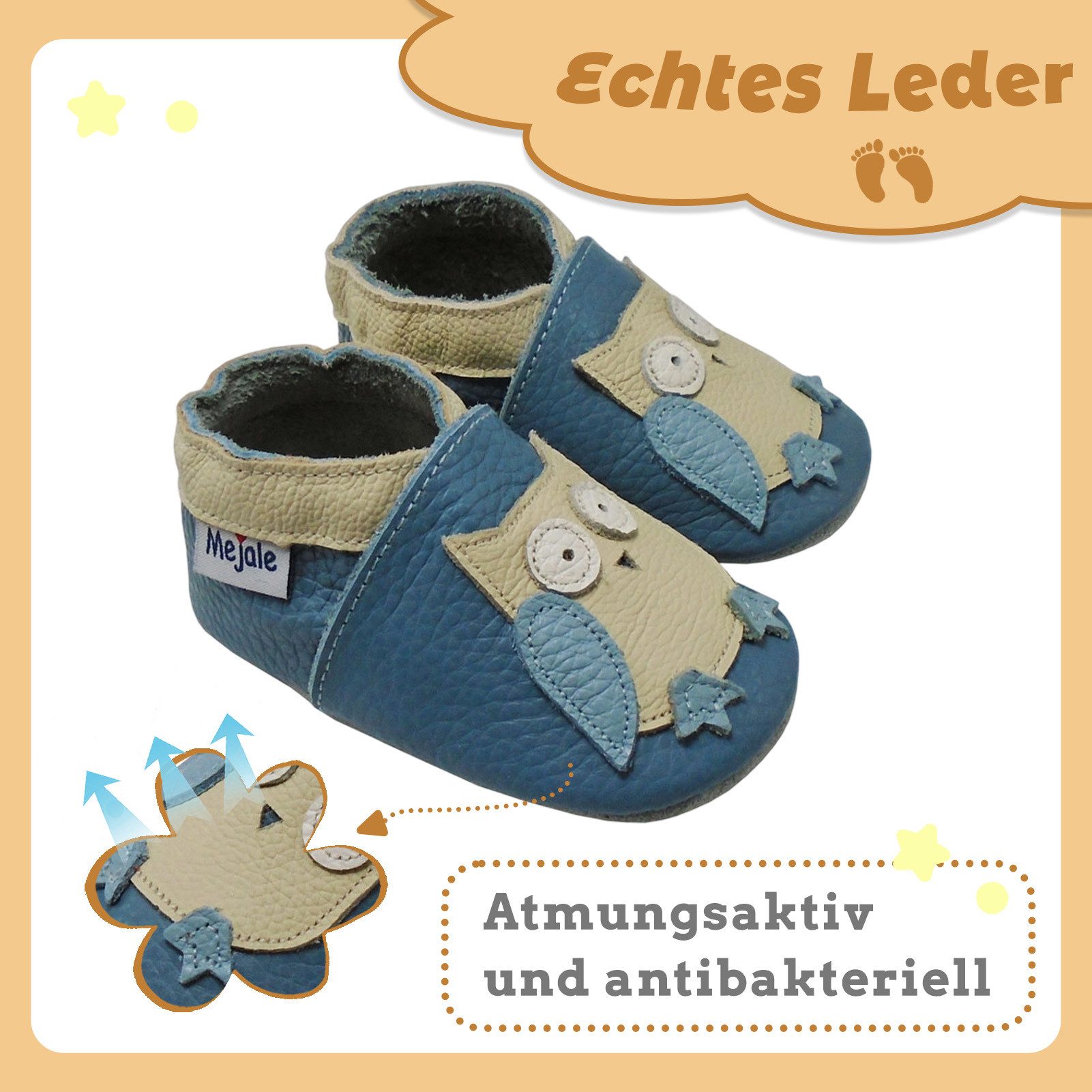 Mejale Mejale Leder Krabbelschuhe Babyschuhe Lauflernschuhe 100% Leder Hausschuh 100%Leder