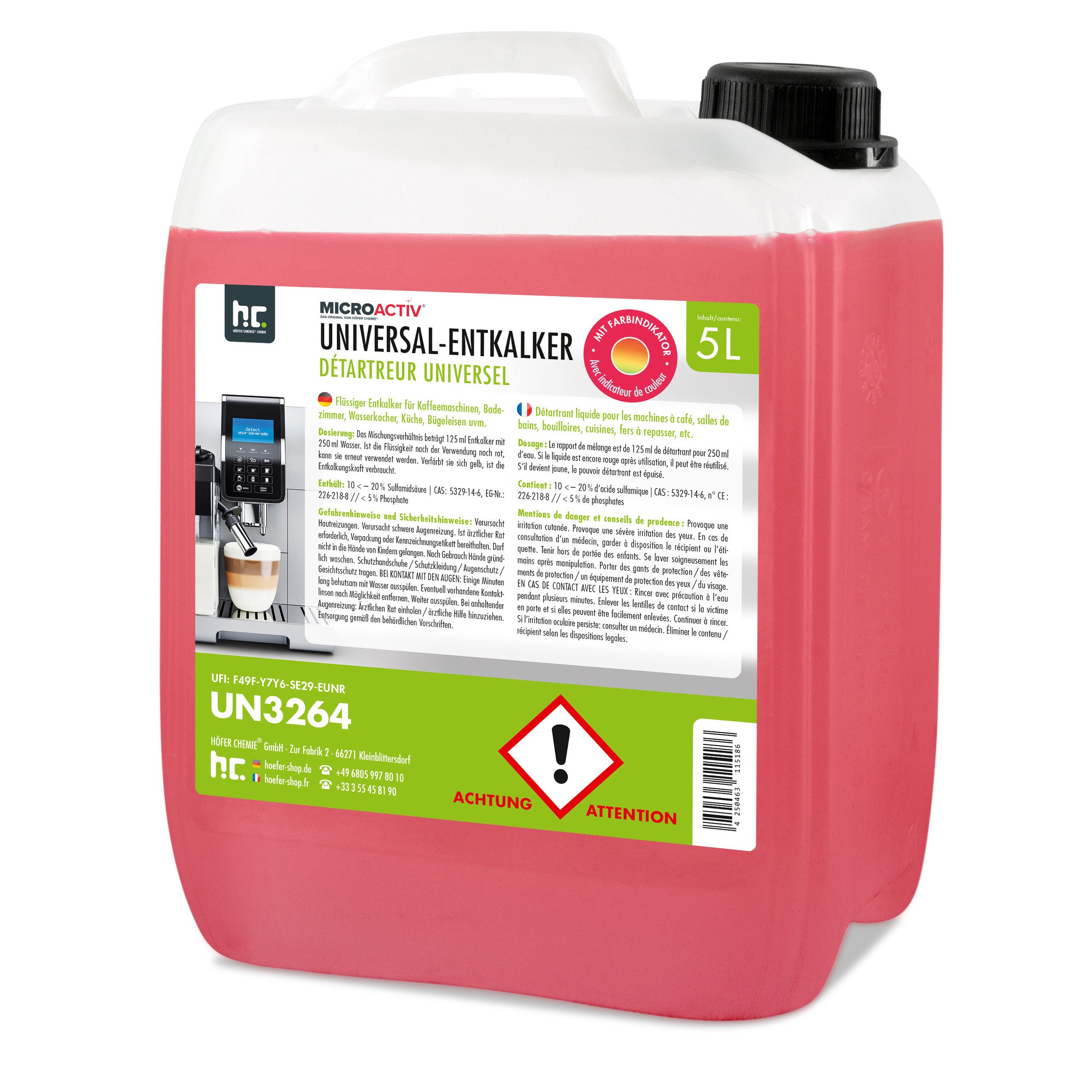 5 L Microactiv® Universal Entkalker mit Farbindikator Grundreiniger