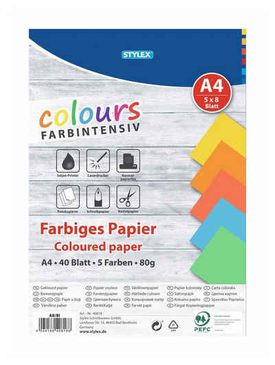 Stylex Schreibwaren Drucker- und Kopierpapier 40 Blatt farbiges Druckerpapier / Kopierpapier / Bastelpapier