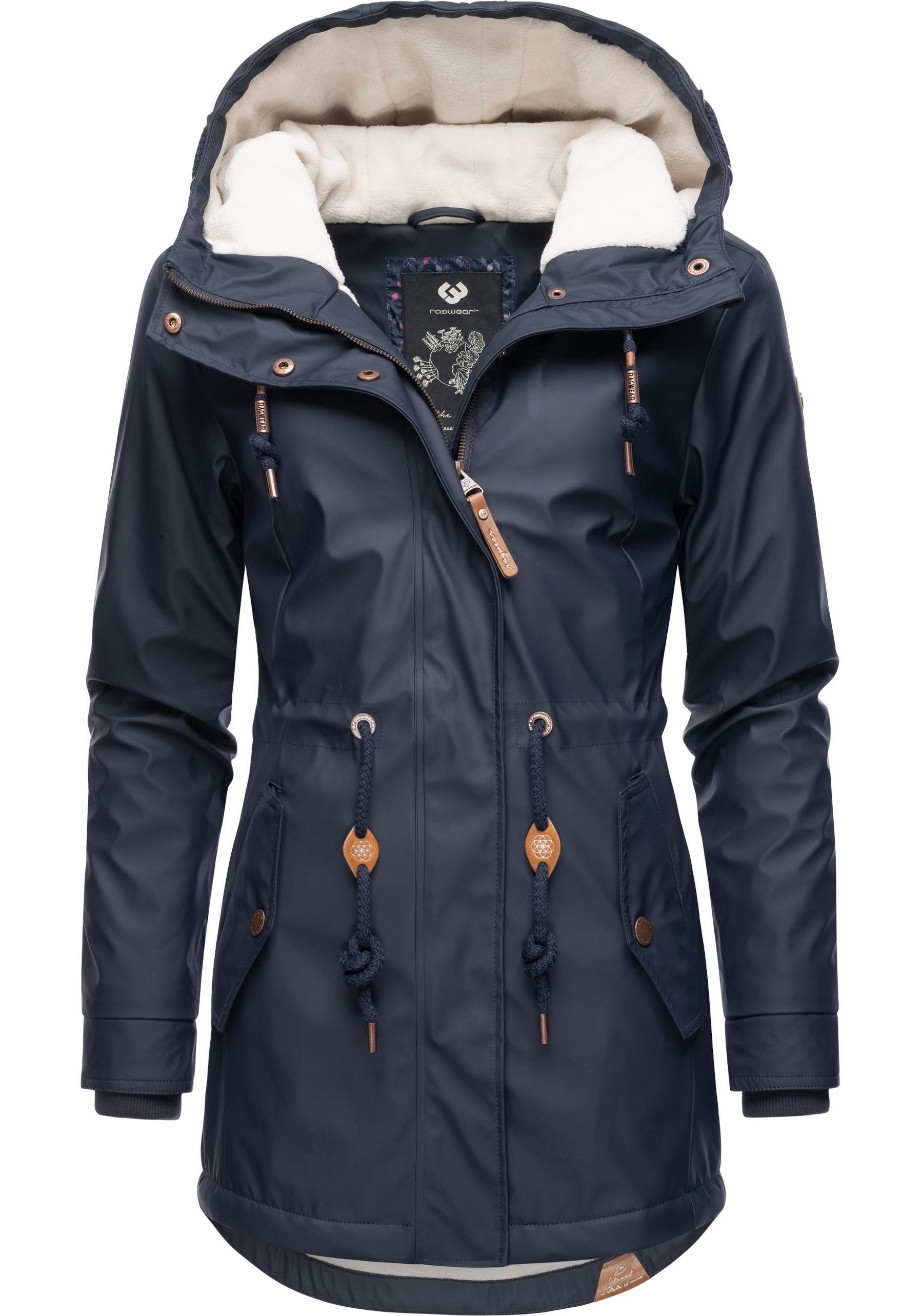 Ragwear Regenmantel Monadis Rainy Intl. modischer Regenparka mit kuschligem Innenfutter navy | Regenmäntel