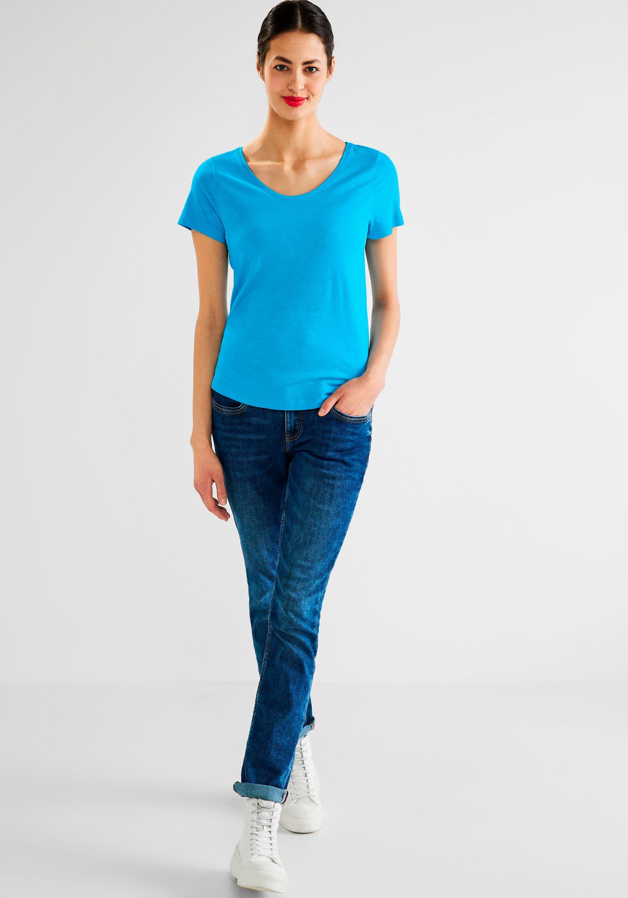 ONE mit STREET blau T-Shirt Gerda Rundhalsausschnitt Style