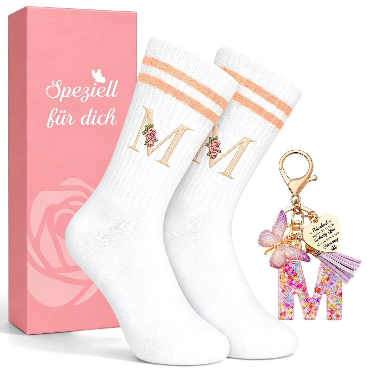 LuxusKollektion Socken Geschenkset Mädchen Socken Buchstabe Schmetterling 28-35