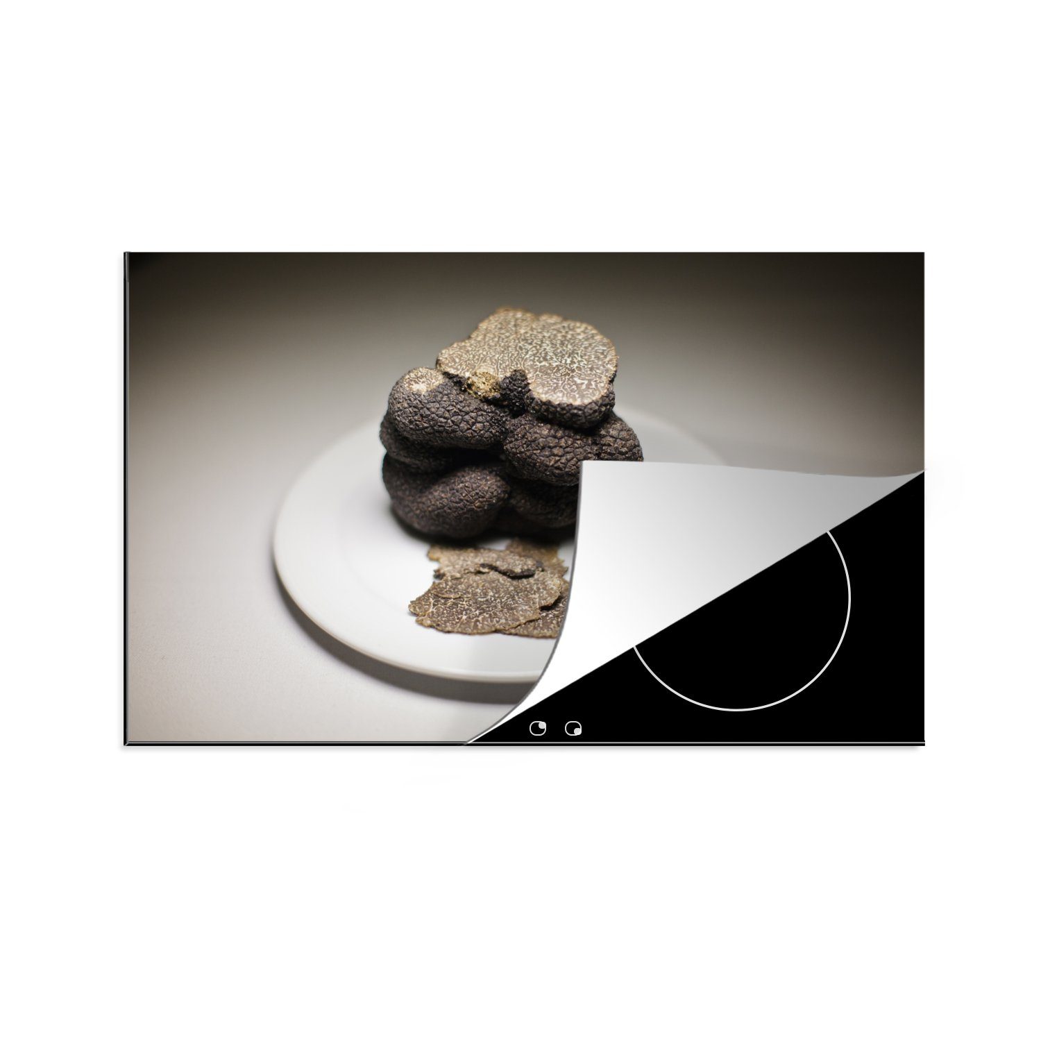 MuchoWow Herdblende-/Abdeckplatte Ein schwarzer Trüffel aus Buenos Aires, Argentinien, Vinyl, (1 tlg), 81x52 cm, Induktionskochfeld Schutz für die küche, Ceranfeldabdeckung