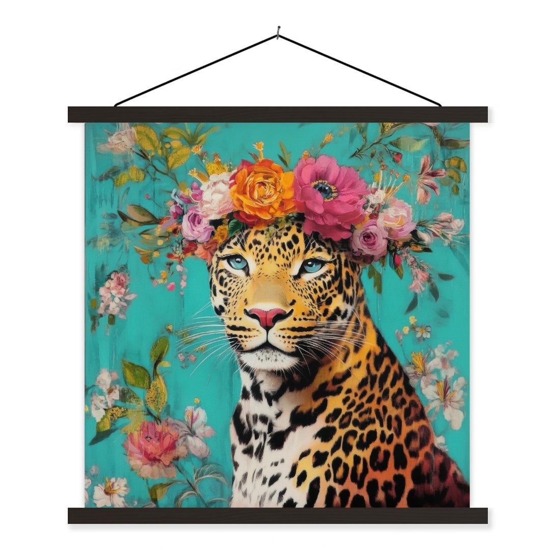 MuchoWow Poster Leopard - Blumen - günstig online kaufen
