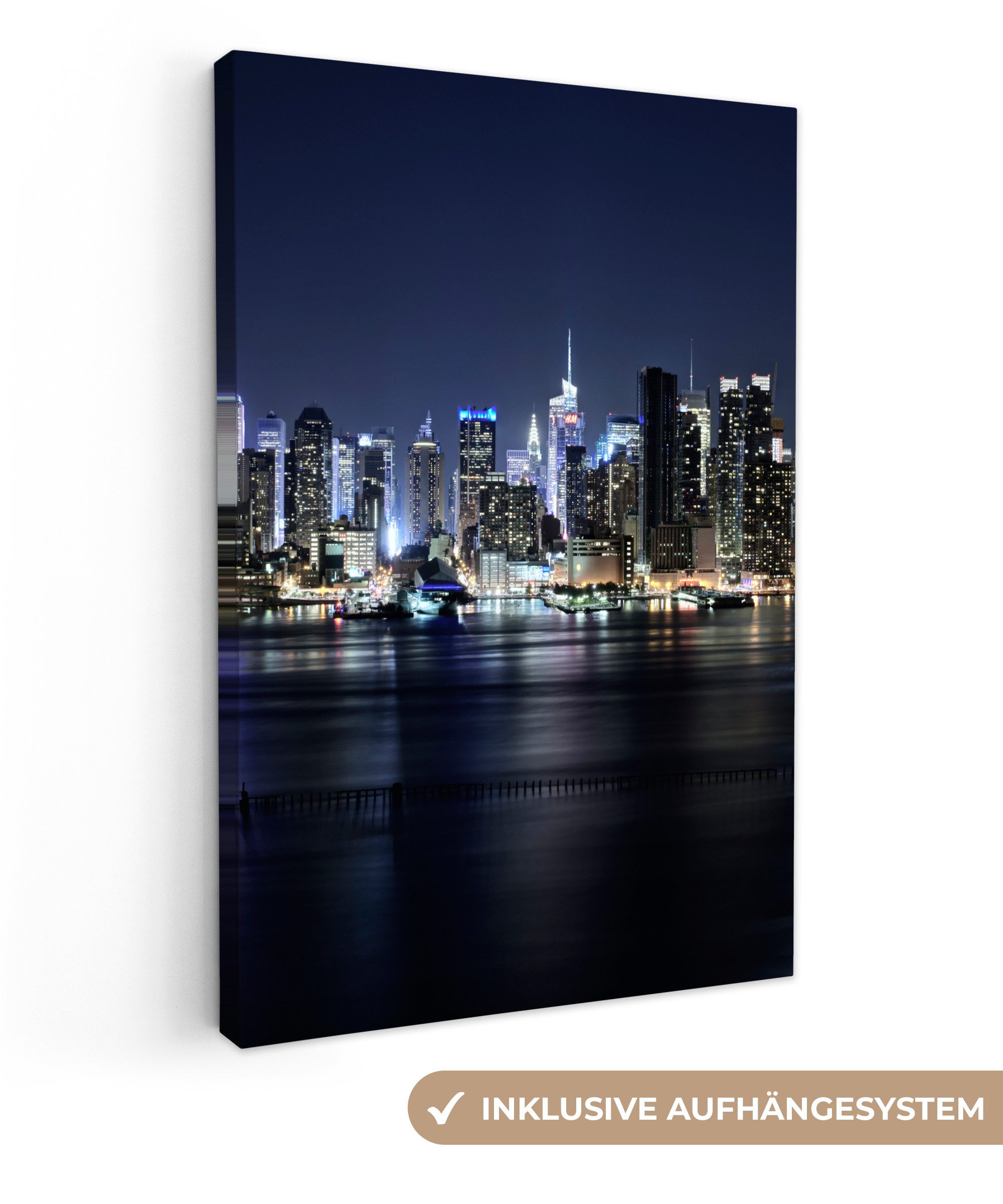 OneMillionCanvasses® Leinwandbild New York - Licht - Skyline, Fotodruck (1 St), Leinwand Canvas Wandbild, Wanddekoration 20x30 cm