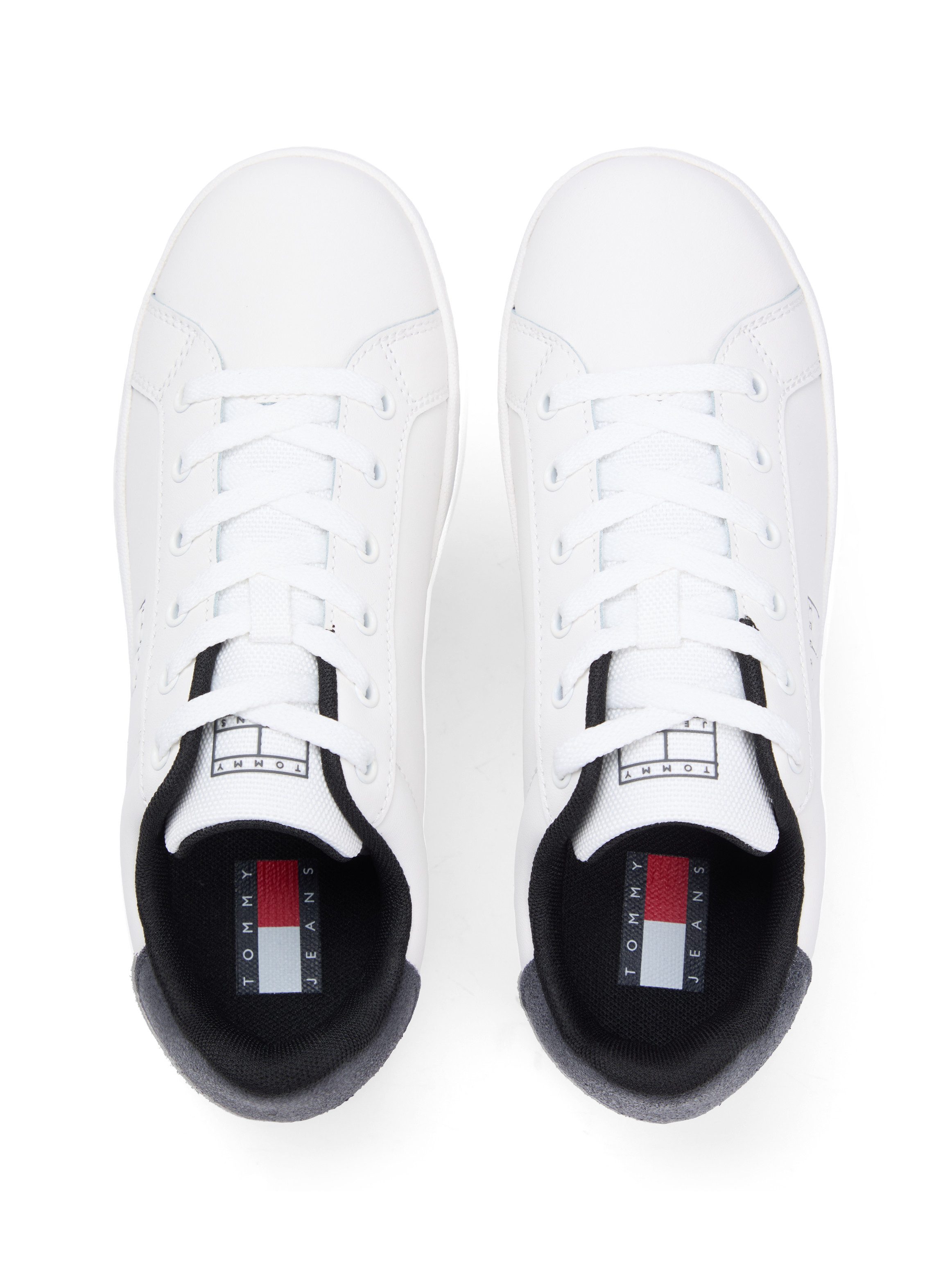 Tommy Jeans TJW FLATFORM ESS MU Plateausneaker, Freizeitschuh, Halbschuh, Schnürschuh mit Kontrastbesatz