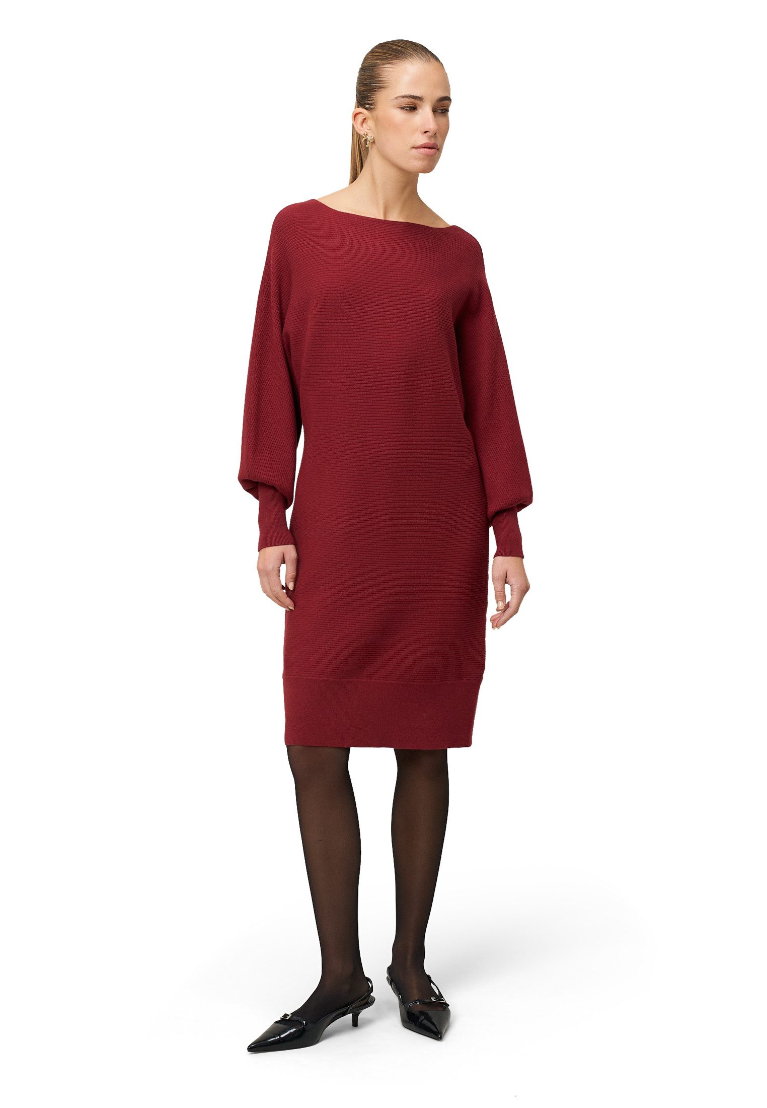 Zero Strickkleid Damen strukturiert U-Boot Ausschnitt Plain/ohne Details