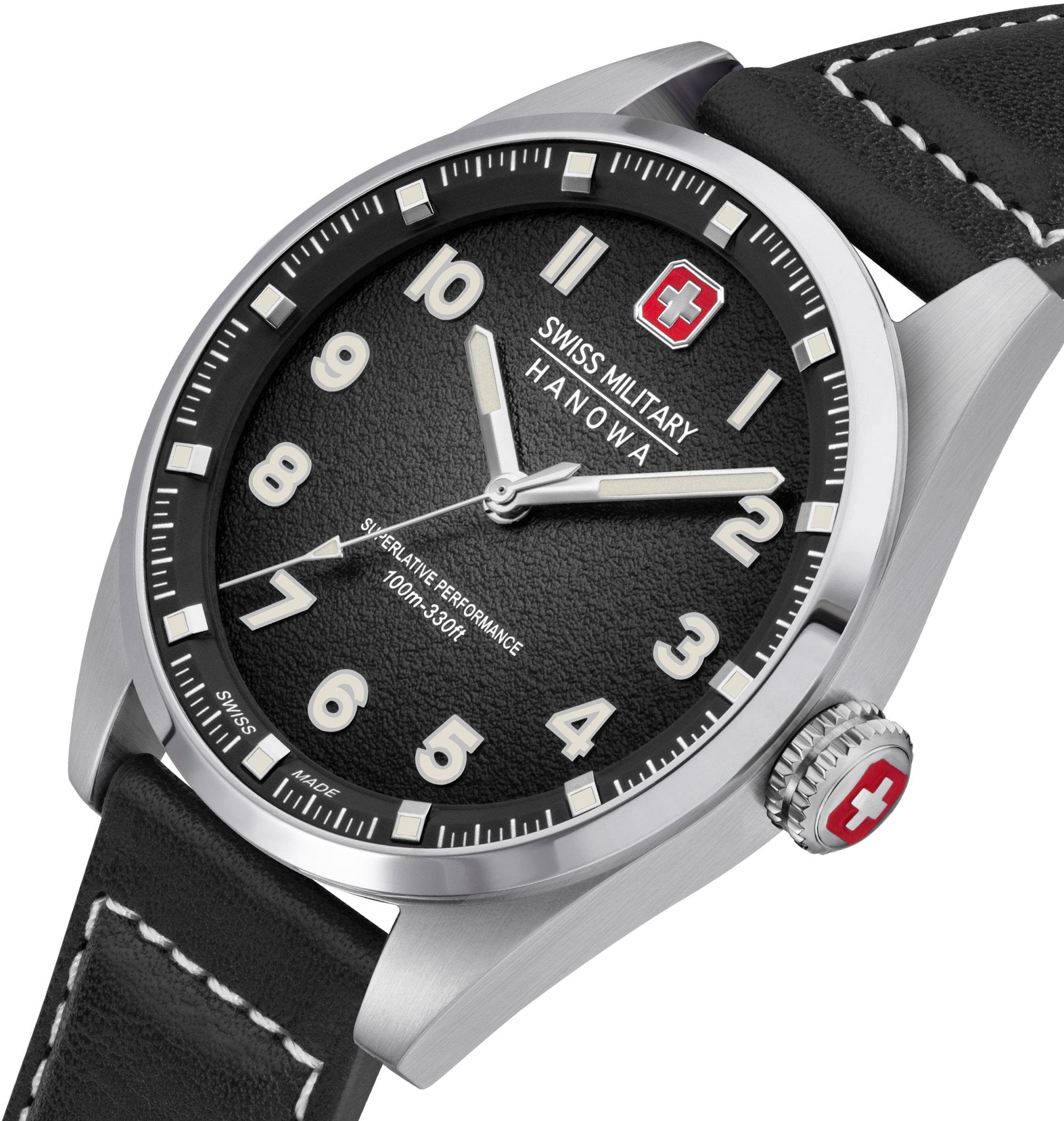 Swiss Military Hanowa Schweizer Schwarz Uhr GREYHOUND, SMWGA0001501