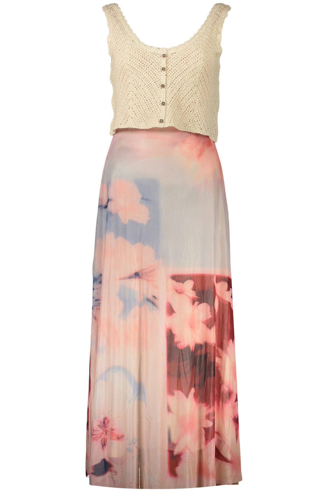 Desigual Partykleid Rosa Damenkleid mit Muster – Verstellbare Träger & Herzausschnitt