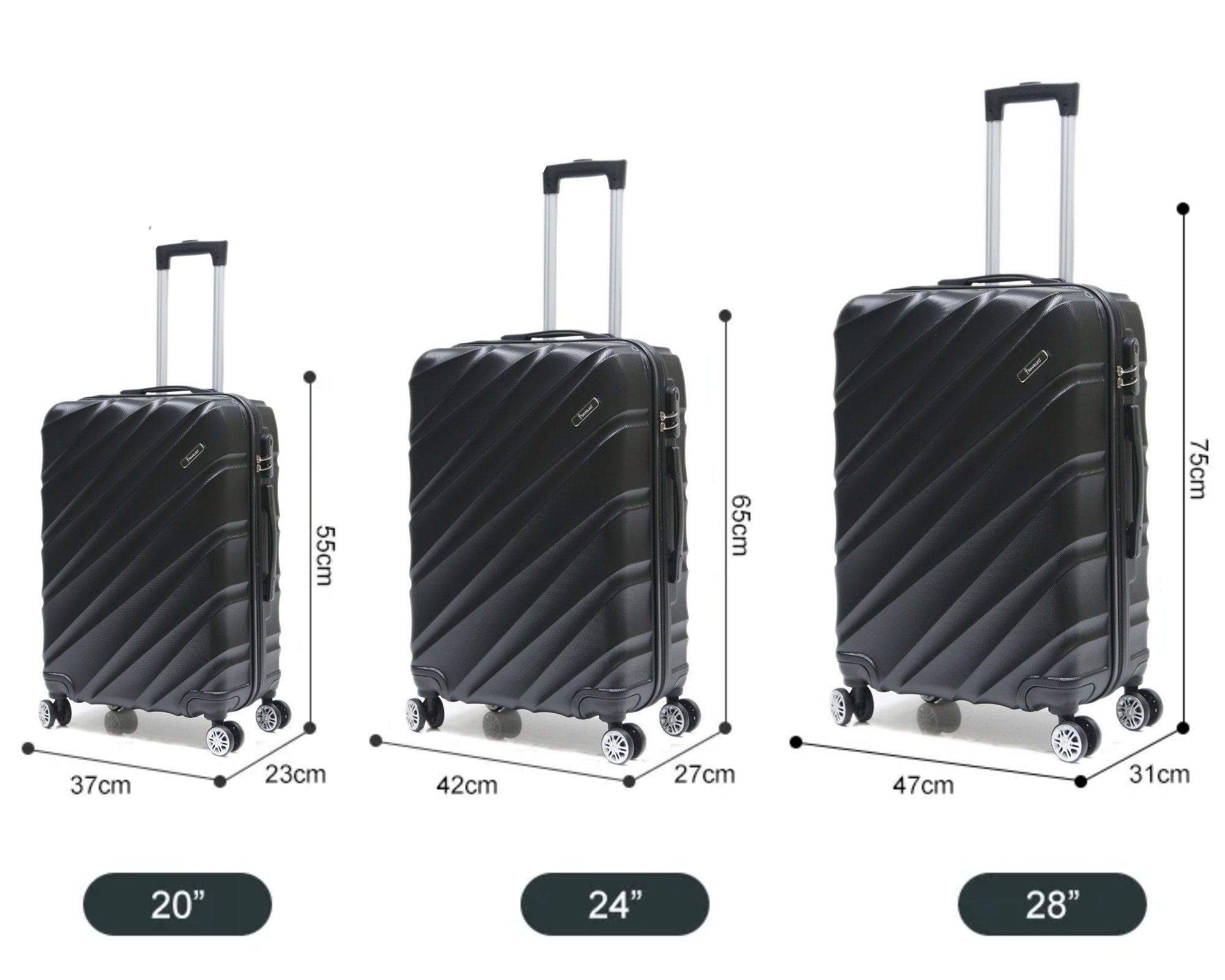 Cheffinger Kofferset Reisekoffer Koffer 3 tlg Hartschale Trolley Handgepäck Reisetasche, (3 tlg)