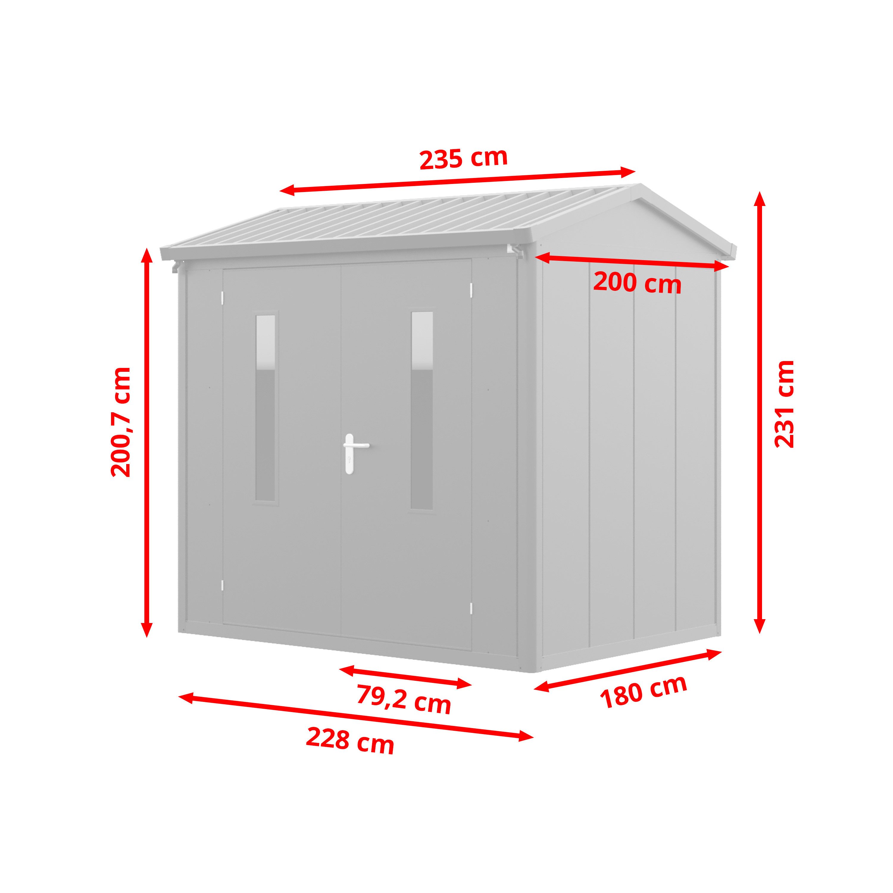GFP Gerätehaus Gartenhaus Geräteschuppen Lars, BxT: 228x180 cm, Höhe 231 cm
