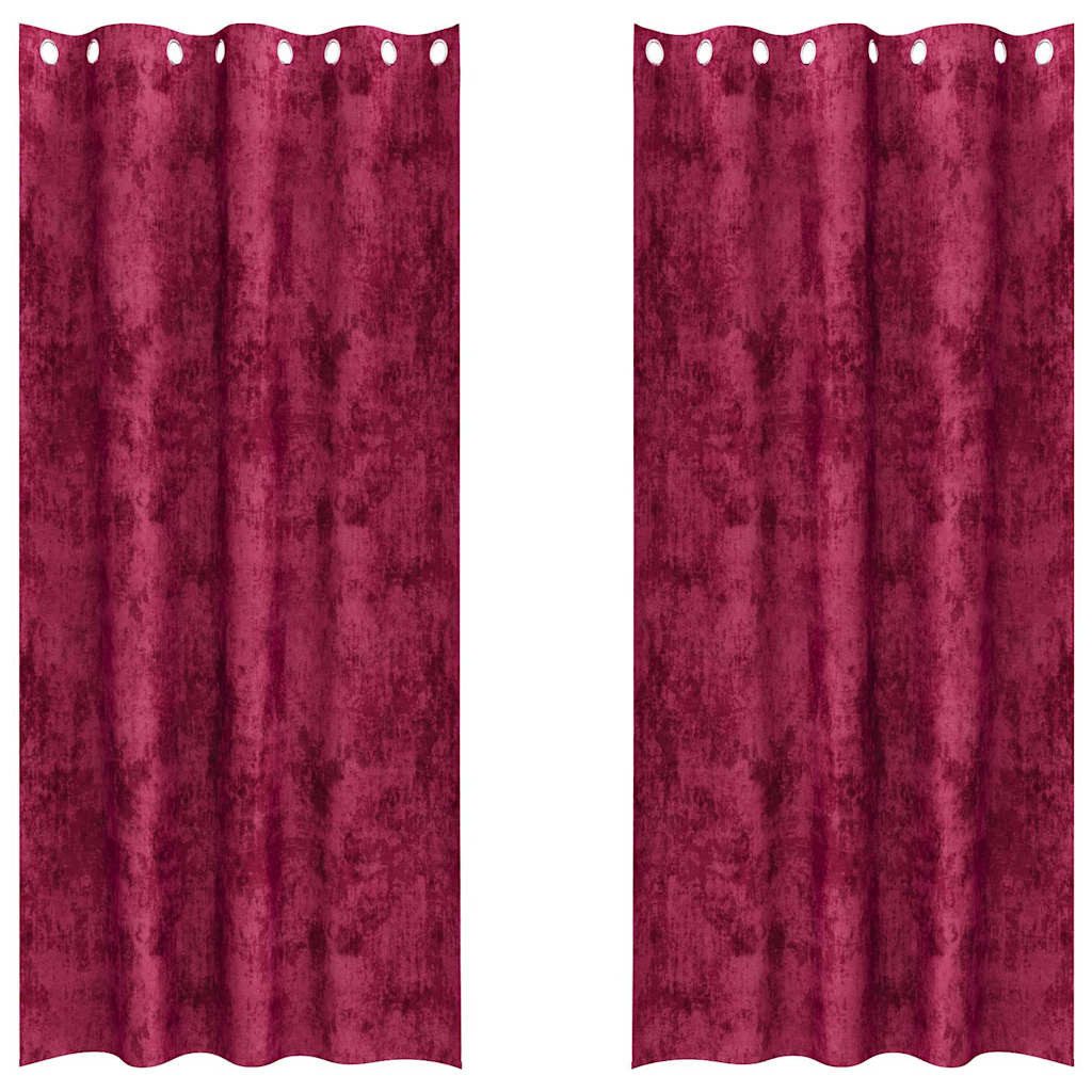 vidaXL Vorhang Samtvorhänge 2 Stk. Weinrot 245 x 140 cm Samt (2 St), Samt