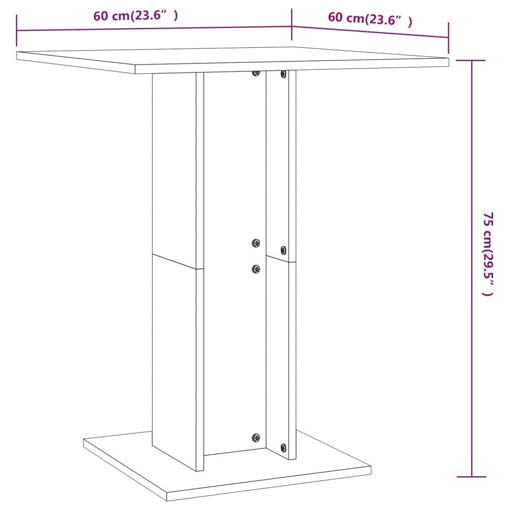 vidaXL Hochglanz-Weiß Bistrotisch Holzwerkstoff (1-St) | Hochglanz-Weiß Esstisch Hochglanz-Weiß cm 60x60x75