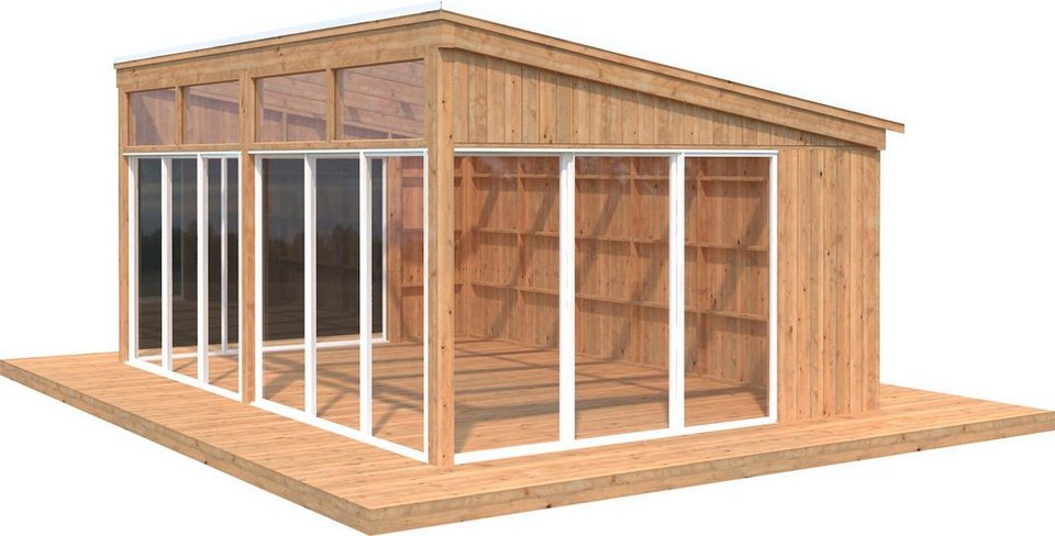 Palmako Holzpavillon »Nova«, mit Doppelstegplatten, BxT: 617×397 cm, hellbraun