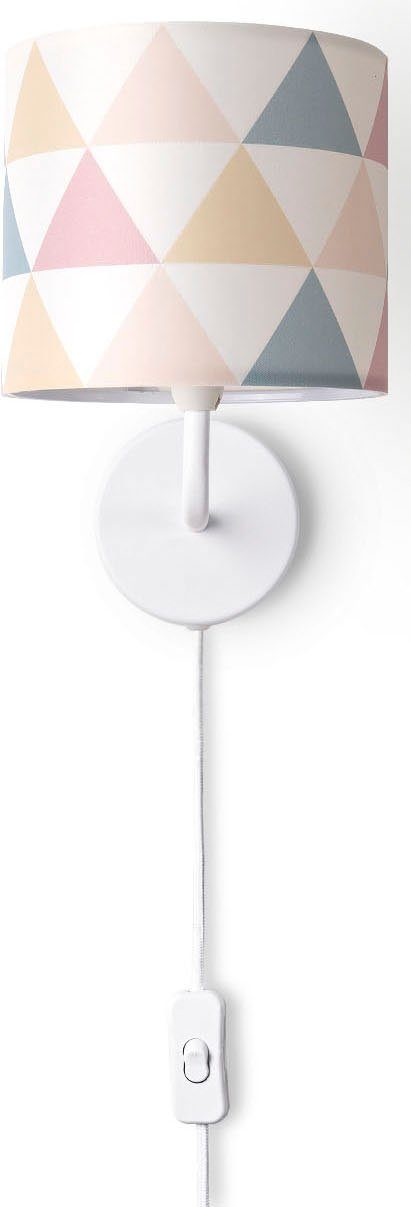 Paco Home Wandlampe Delta, Bunt Wandleuchte Luca Lampenschirm Leuchtmittel, E14 Textilschirm Dreieck Stoff Wandleuchte ohne