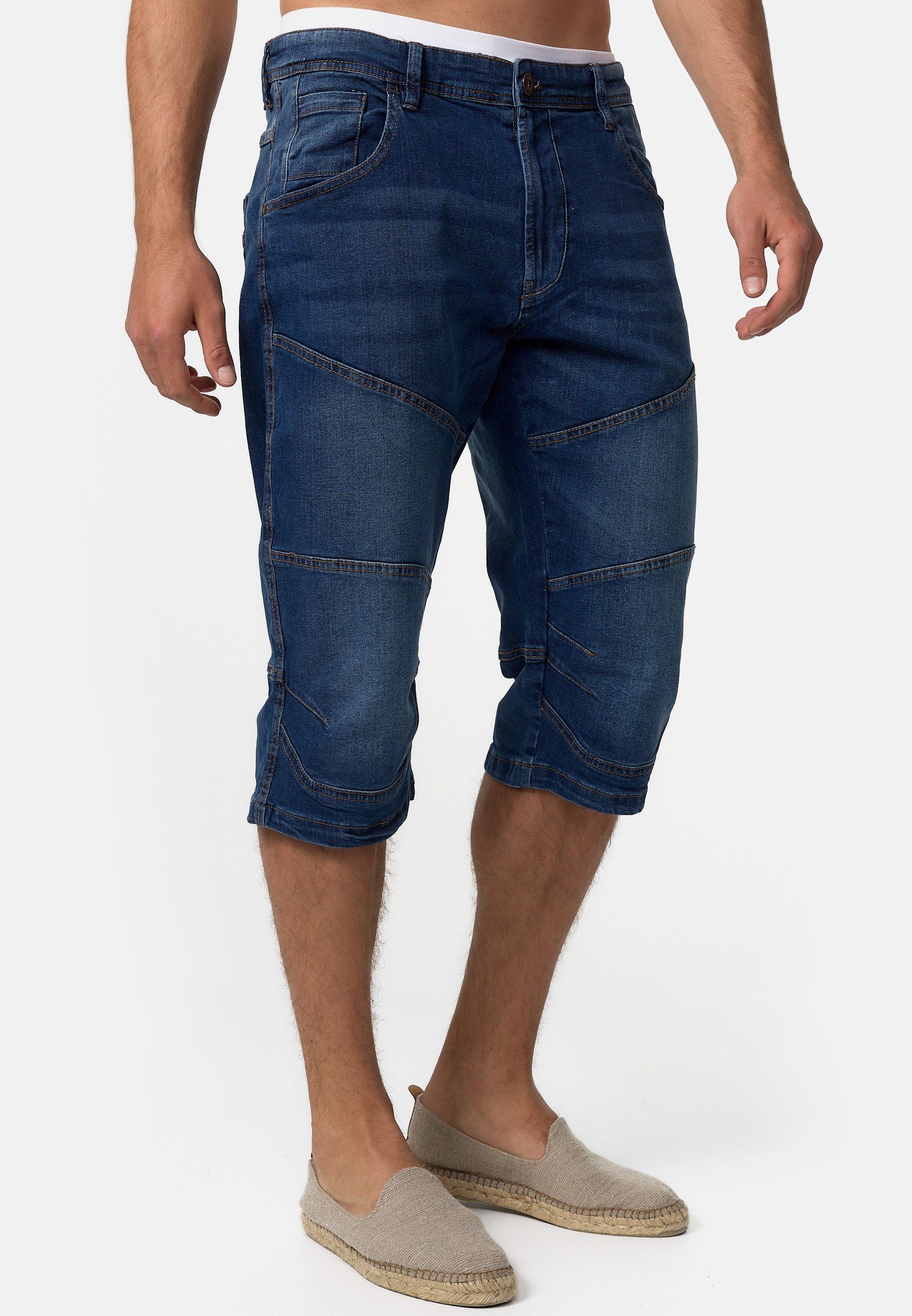 INDICODE 3/4-Jeans Herren Fortune Herrenshorts Jeansshorts Shorts 3/4 Jeansshorts mit 5 Taschen – Bild 4 von 5