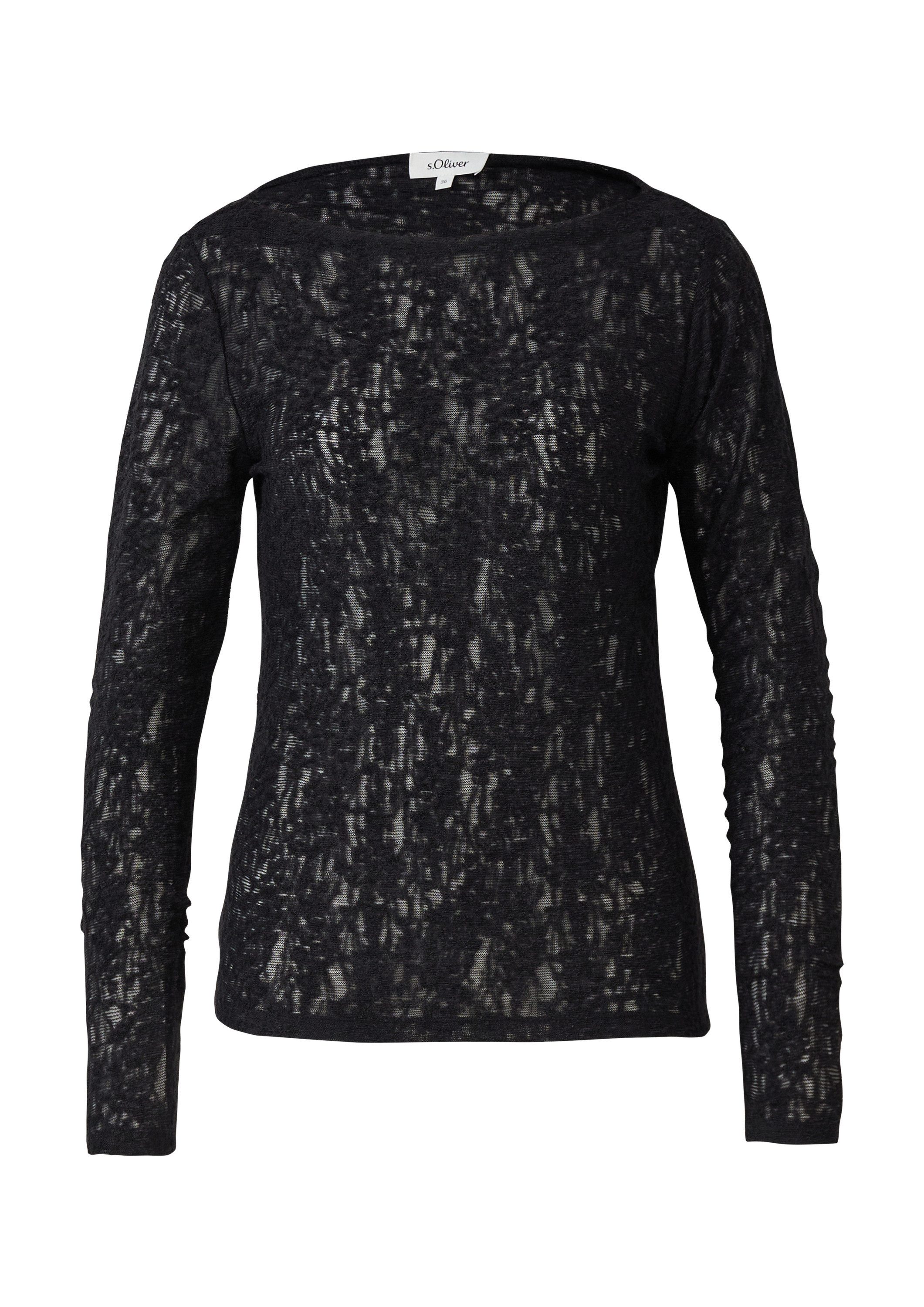 s.Oliver Langarmshirt T-Shirt Semitransparentes Langarmshirt aus weicher Je günstig online kaufen
