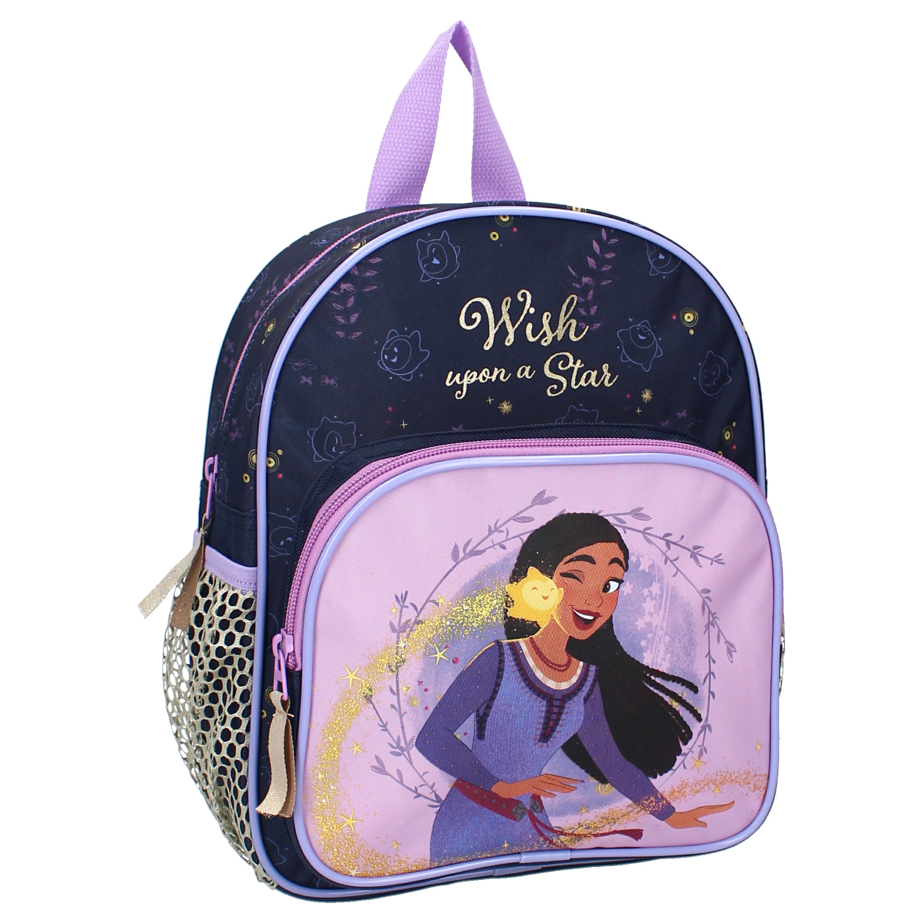 Disney Kinderrucksack Wish Lila Kinder Rucksack 29x23x8 cm mit Reißverschlussfach
