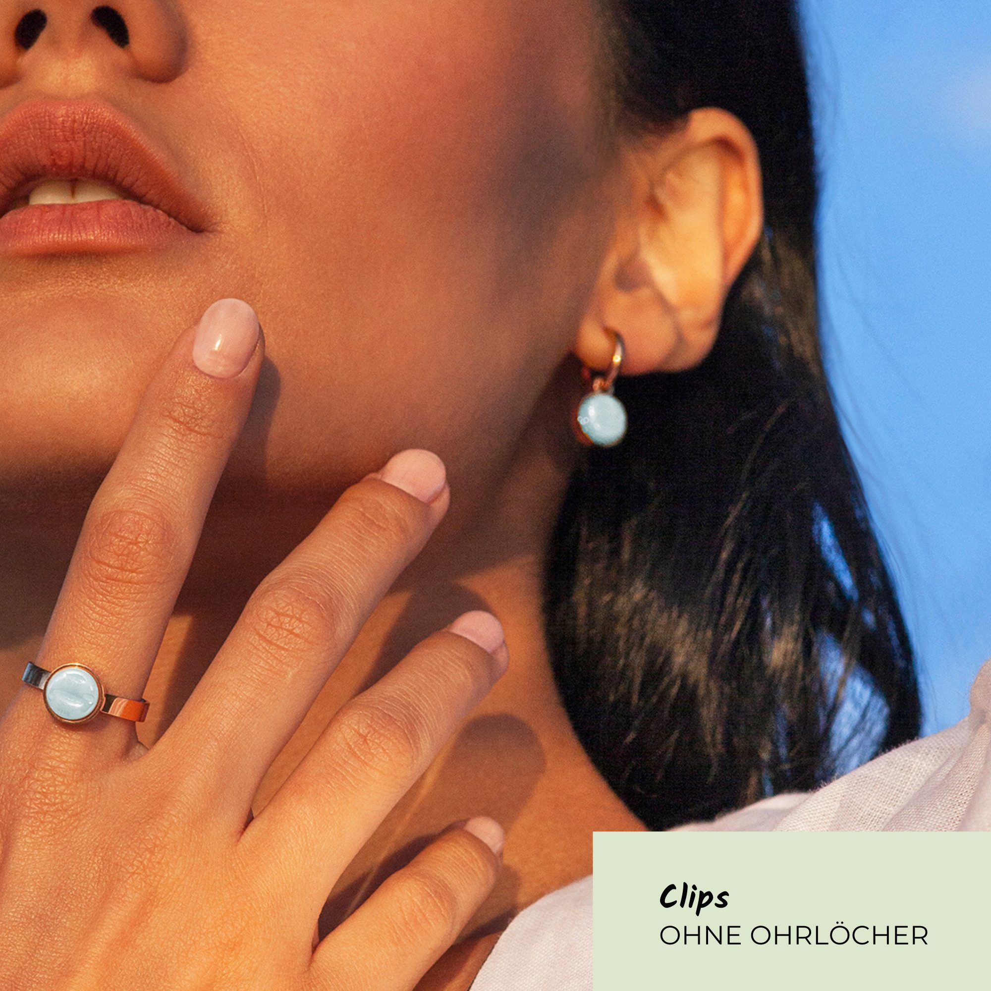 ALEXASCHA Paar Ohrclips Clip Creolen mit Einhänger • Mix & Match Ohrringe ohne Ohrloch • 14mm