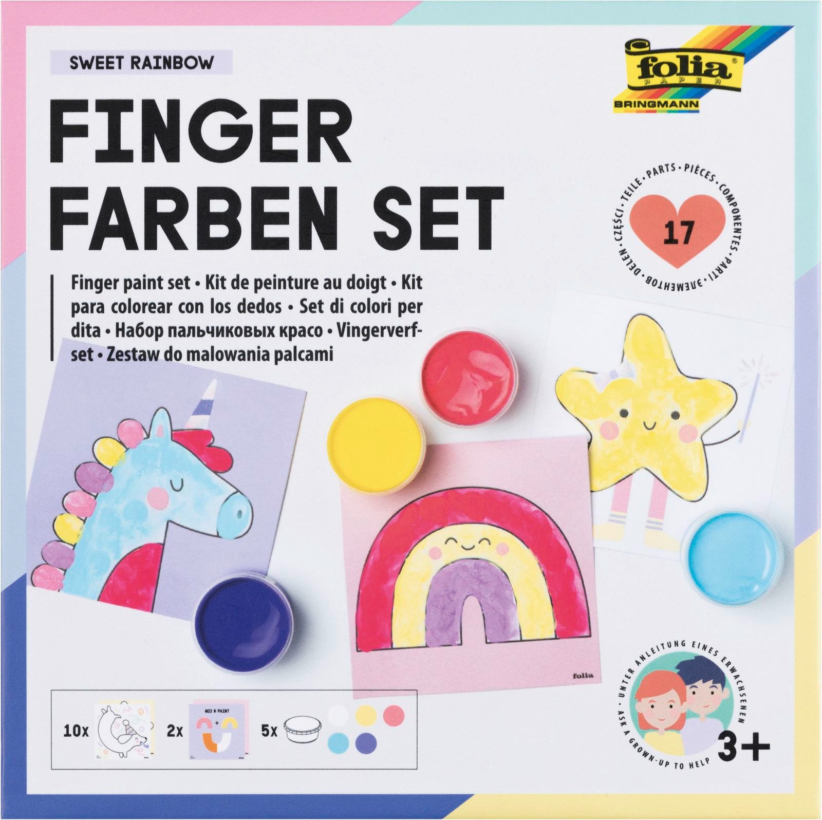 Folia Max Bringmann KG Fingerfarbe Set für Kinder, 17 tlg.
