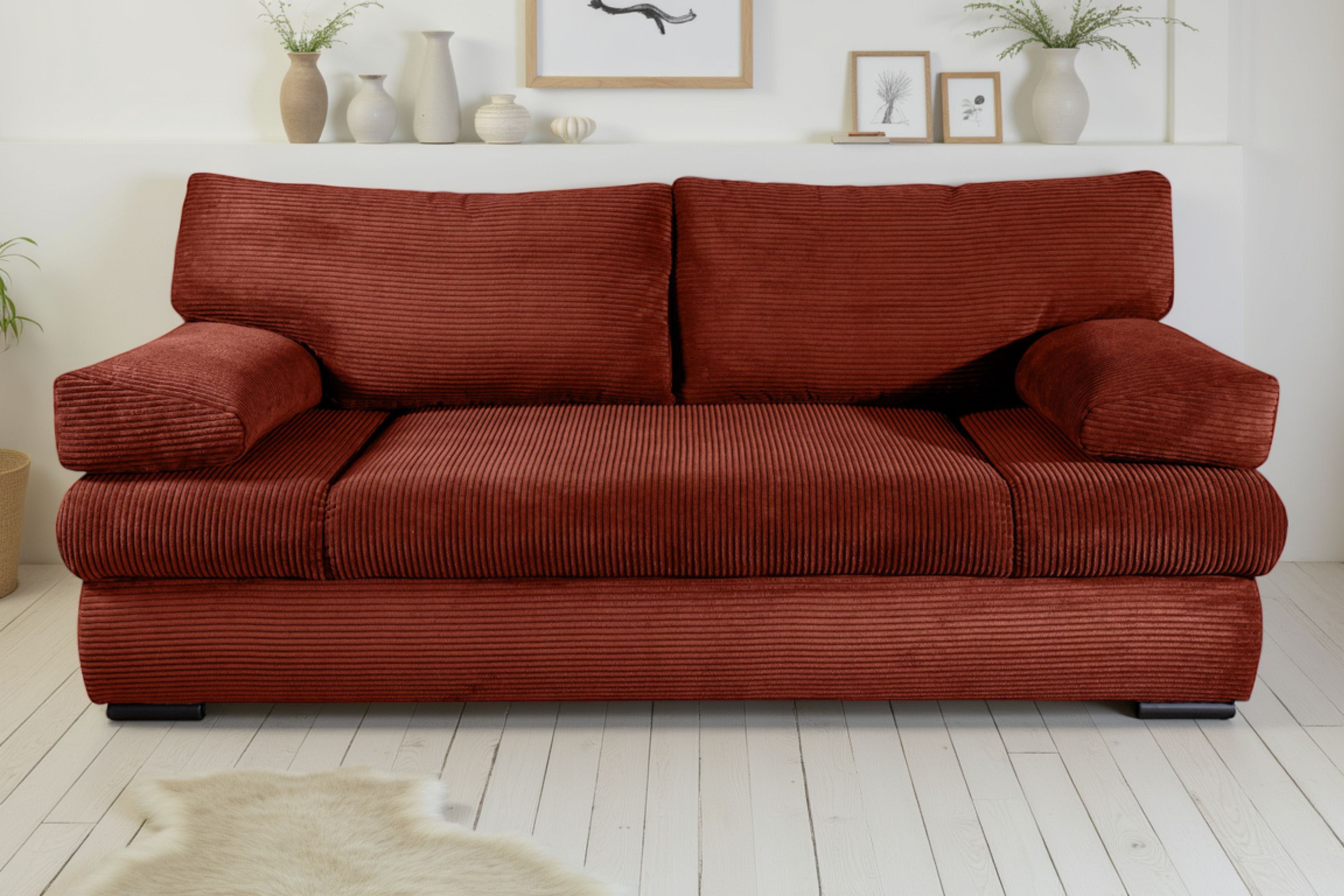 COLLECTION AB Schlafsofa Tina, B: 200 cm, Liegefl. 146x200 cm, Schlaffunktion, Bettkasten & 2 Armlehnenkissen, Federkern